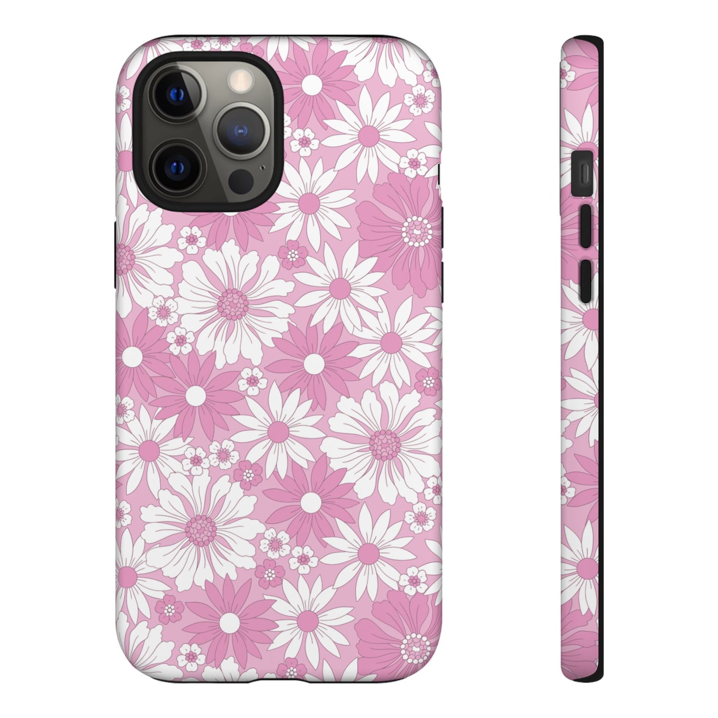 Pink and White Flowers Protective Phone Case