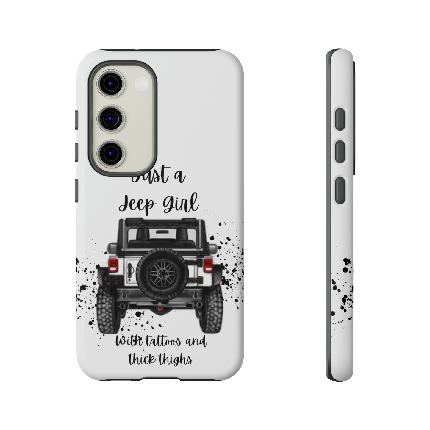 Off Road Girl with Tattoos and Thick Thighs Black Protective Phone Case