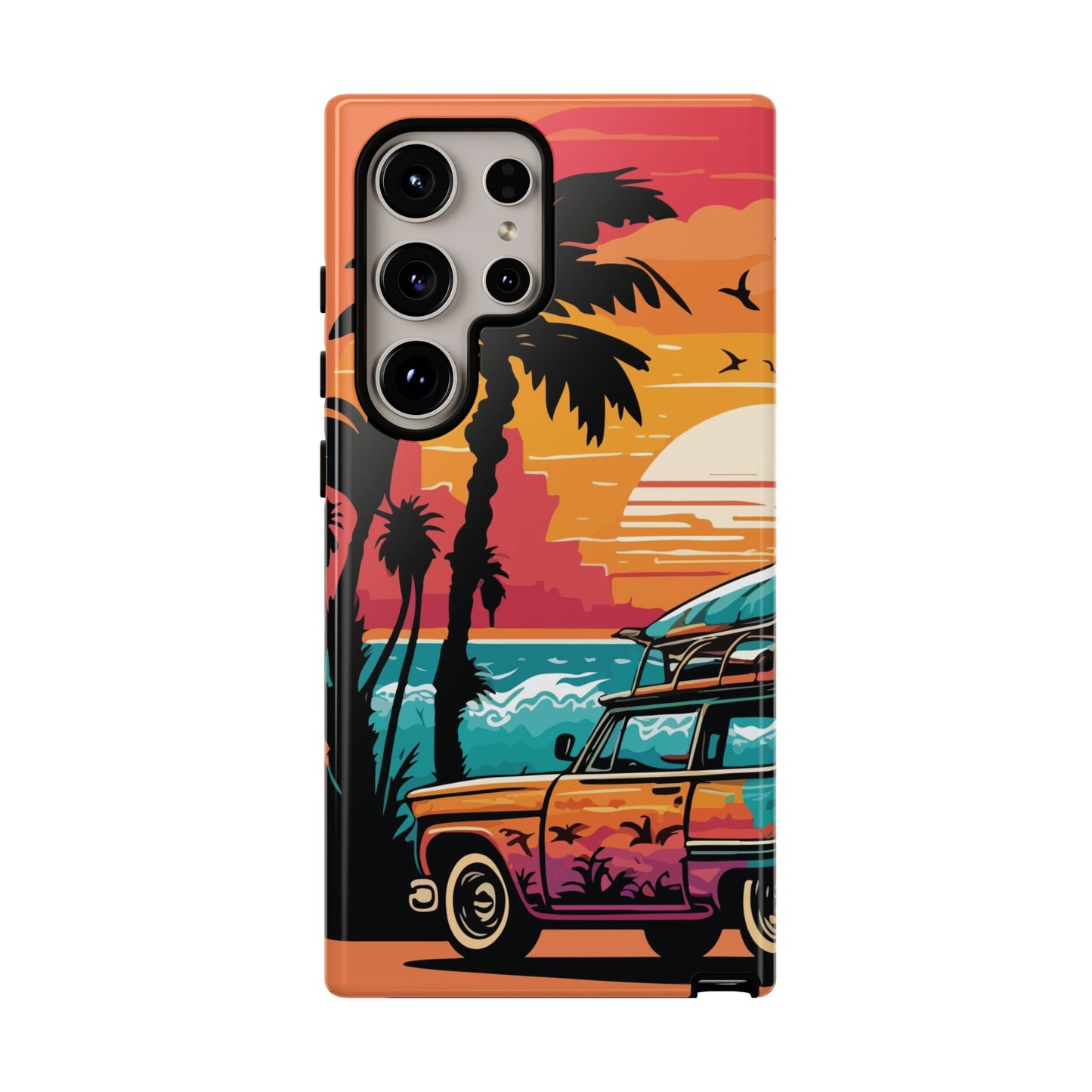 Summer Retro Sunset Protective Phone Case