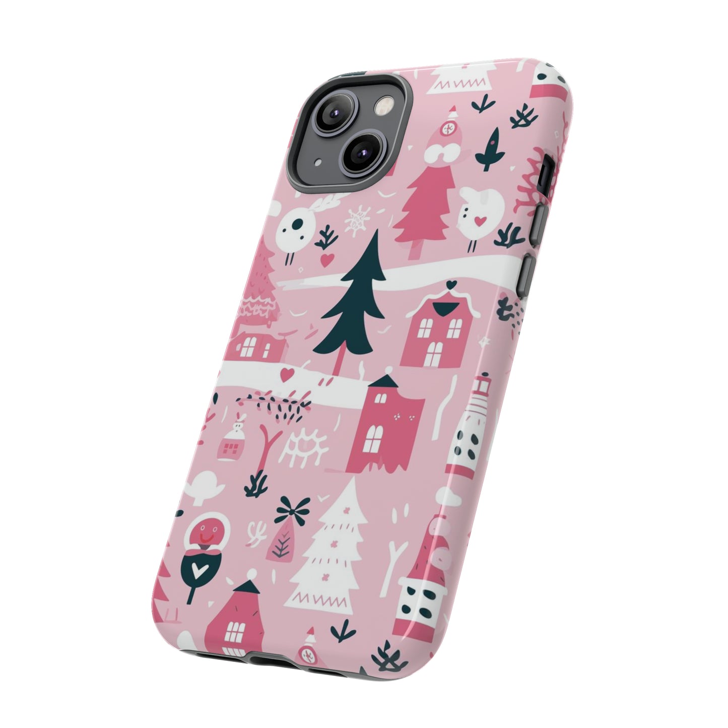 Pink Christmas Design Protective Case for Iphone, Samsung and Google Phones