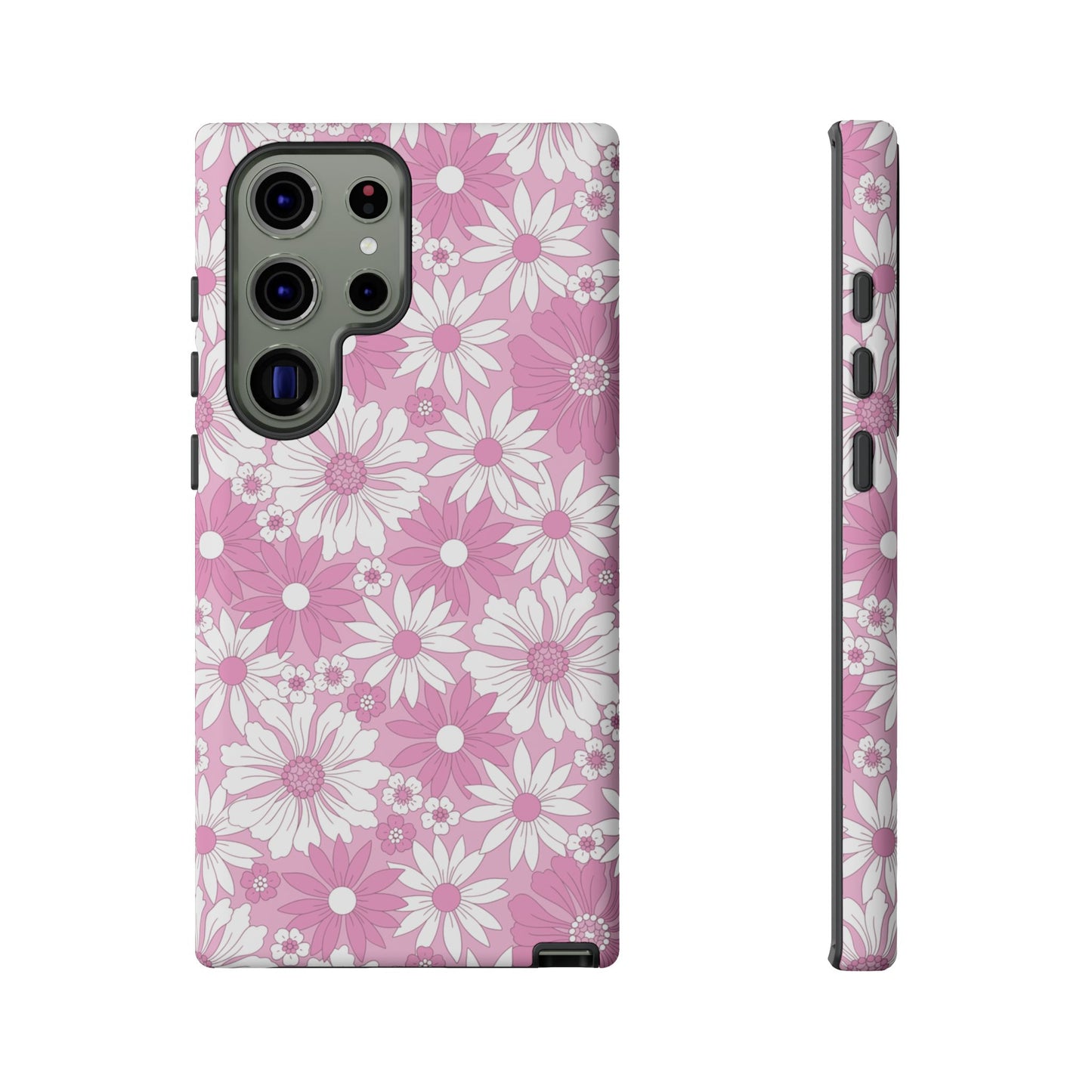 Pink and White Flowers Protective Phone Case