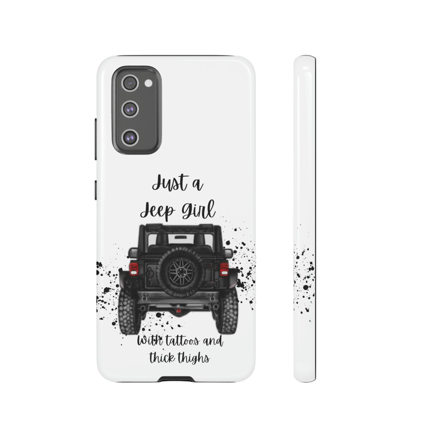 Off Road Girl with Tattoos and Thick Thighs Black Protective Phone Case