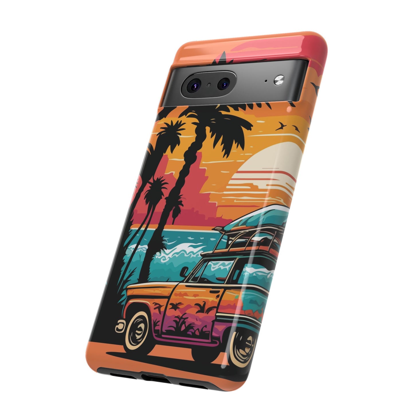 Summer Retro Sunset Protective Phone Case