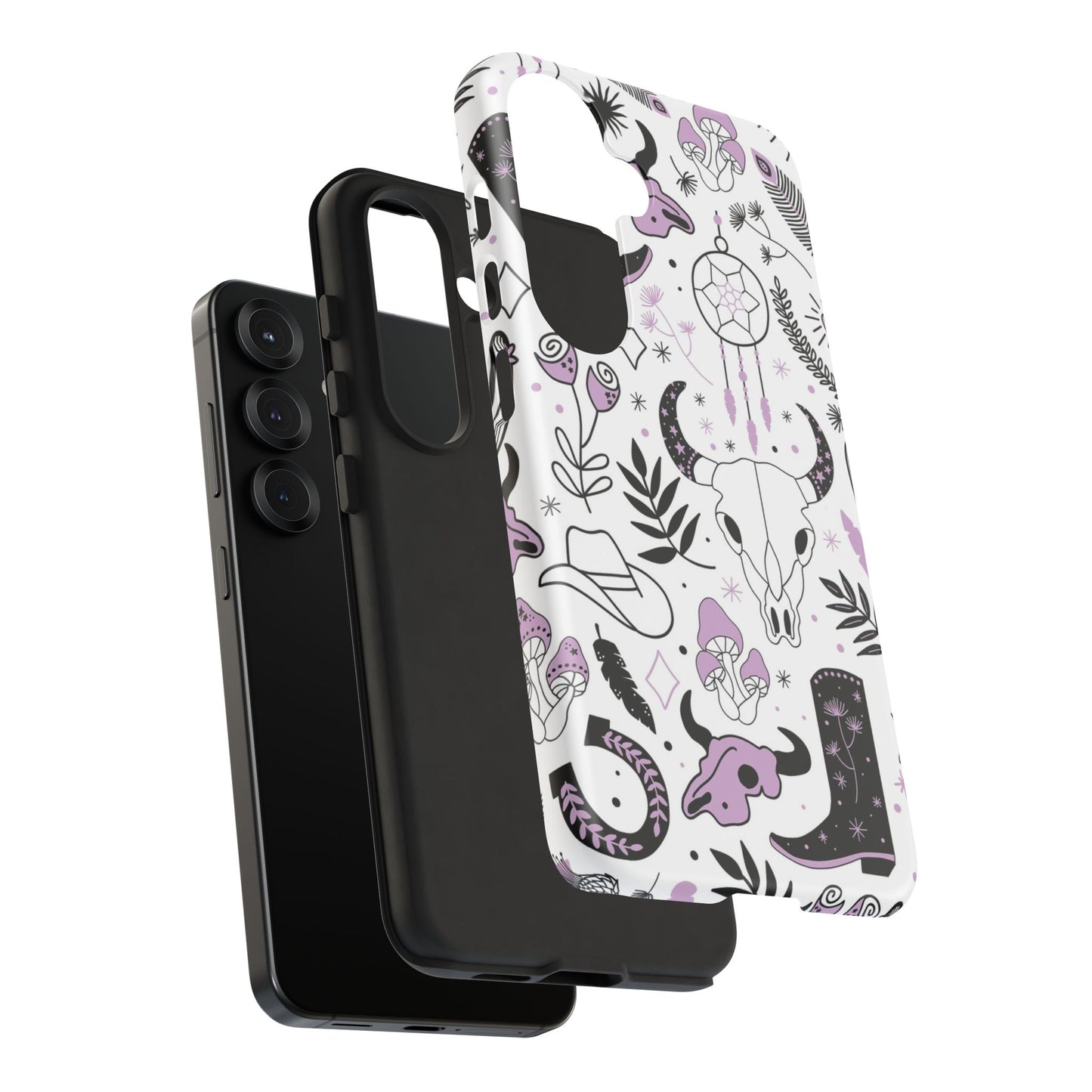 Purple and Black Western Protective Drop Proof Case Iphone, Samsung and Google phones