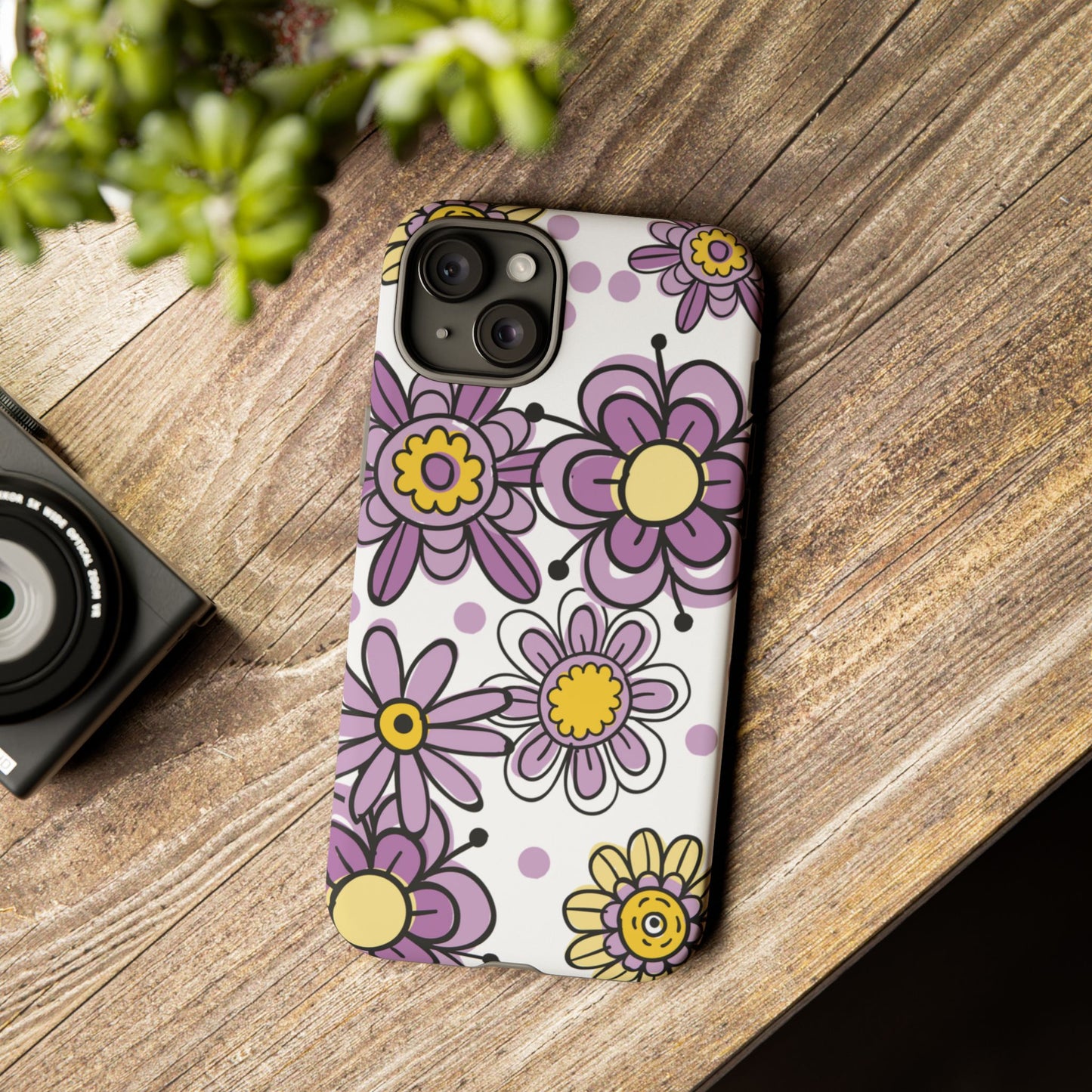 Purple Flowers Protective Phone Case