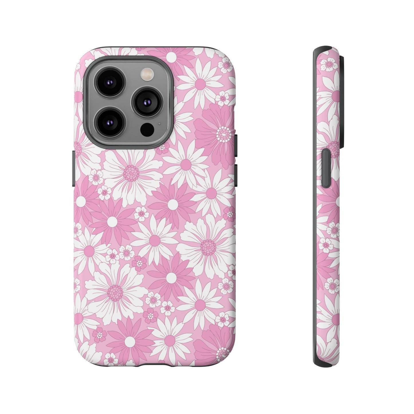 Pink and White Flowers Protective Phone Case