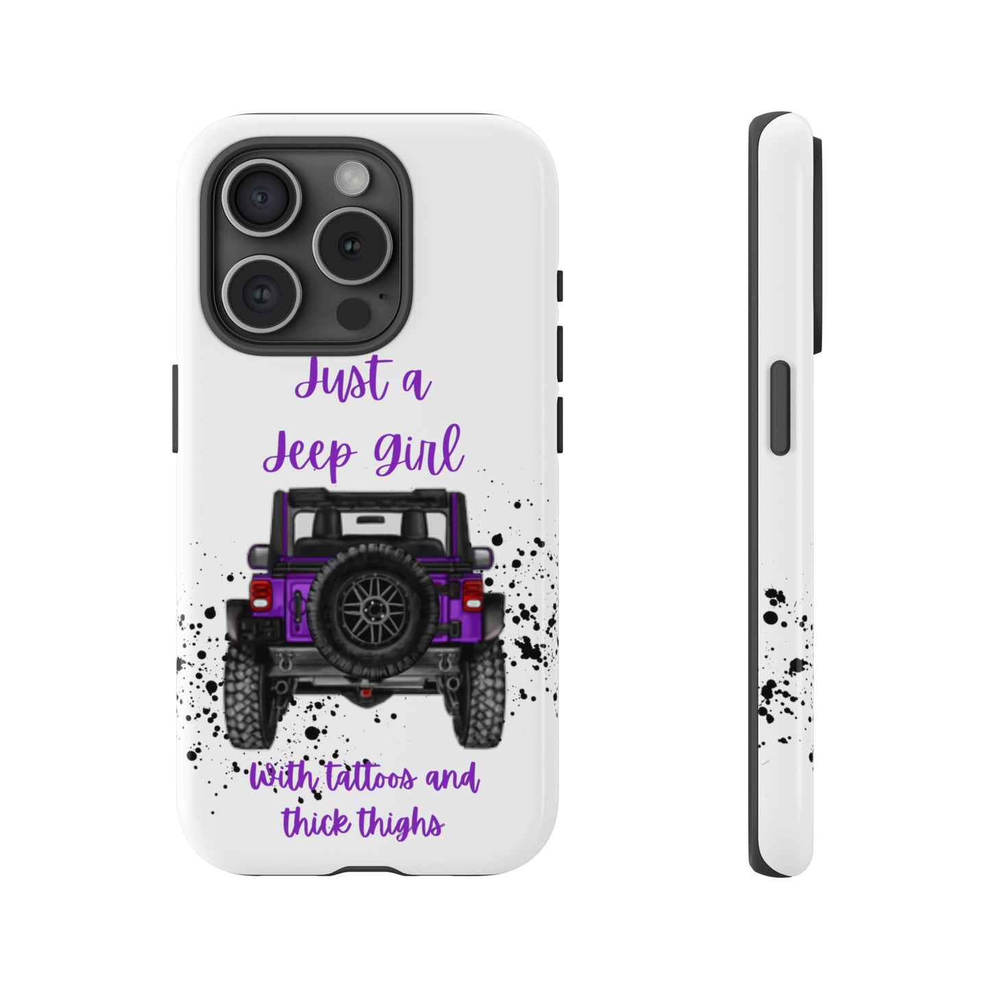 Off Road Girl with Tattoos and Thick Thighs Purple Protective Phone Case