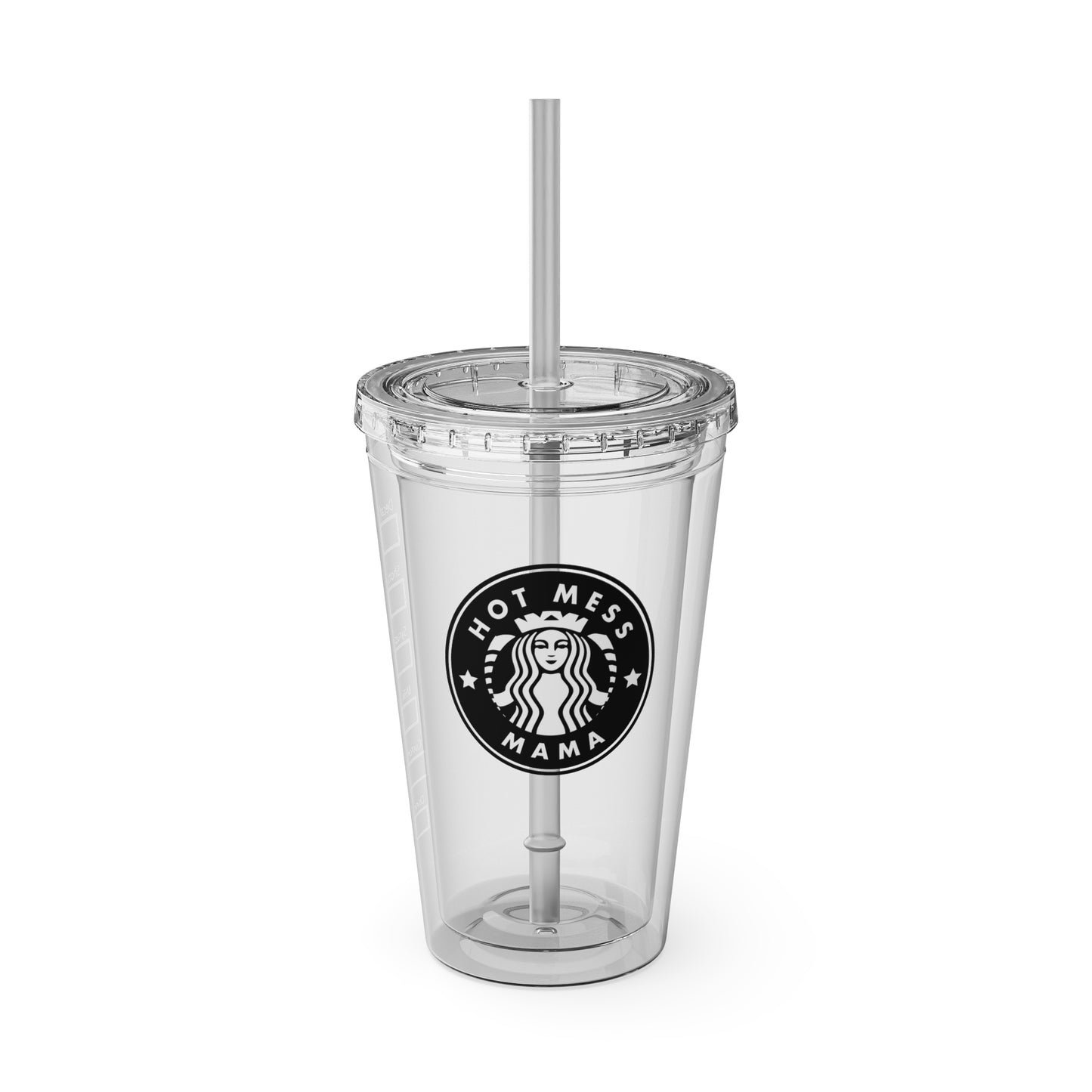 Hot Mess mom Tumbler with Straw, 16oz