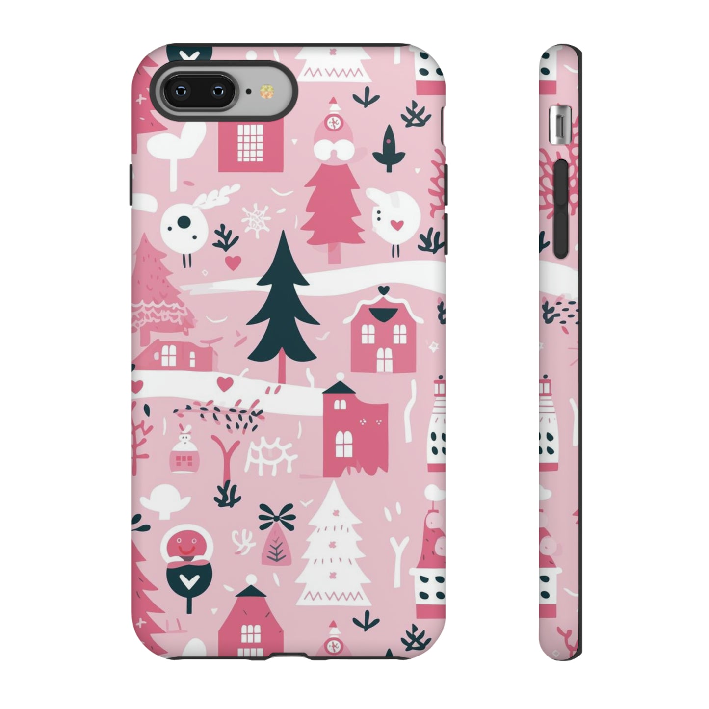 Pink Christmas Design Protective Case for Iphone, Samsung and Google Phones