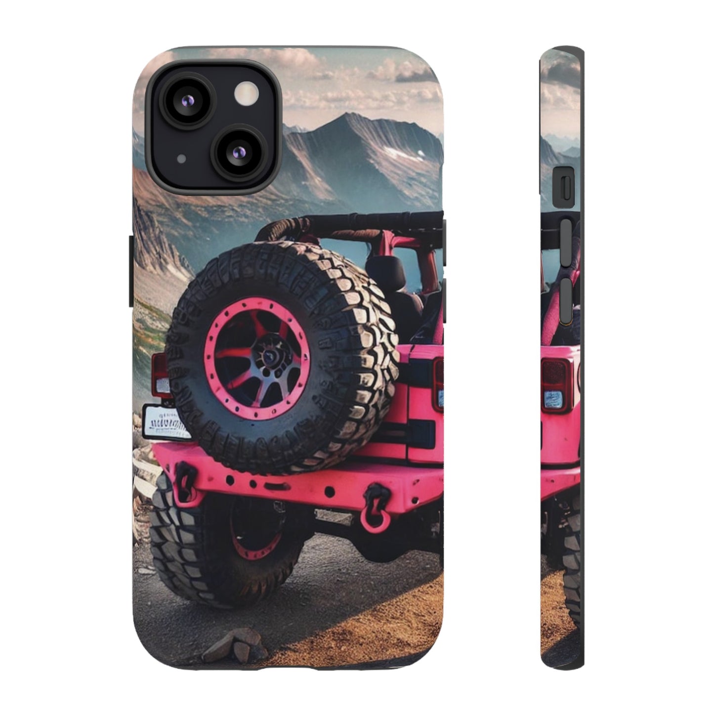 Pink Jeep Tire Protective Phone Case