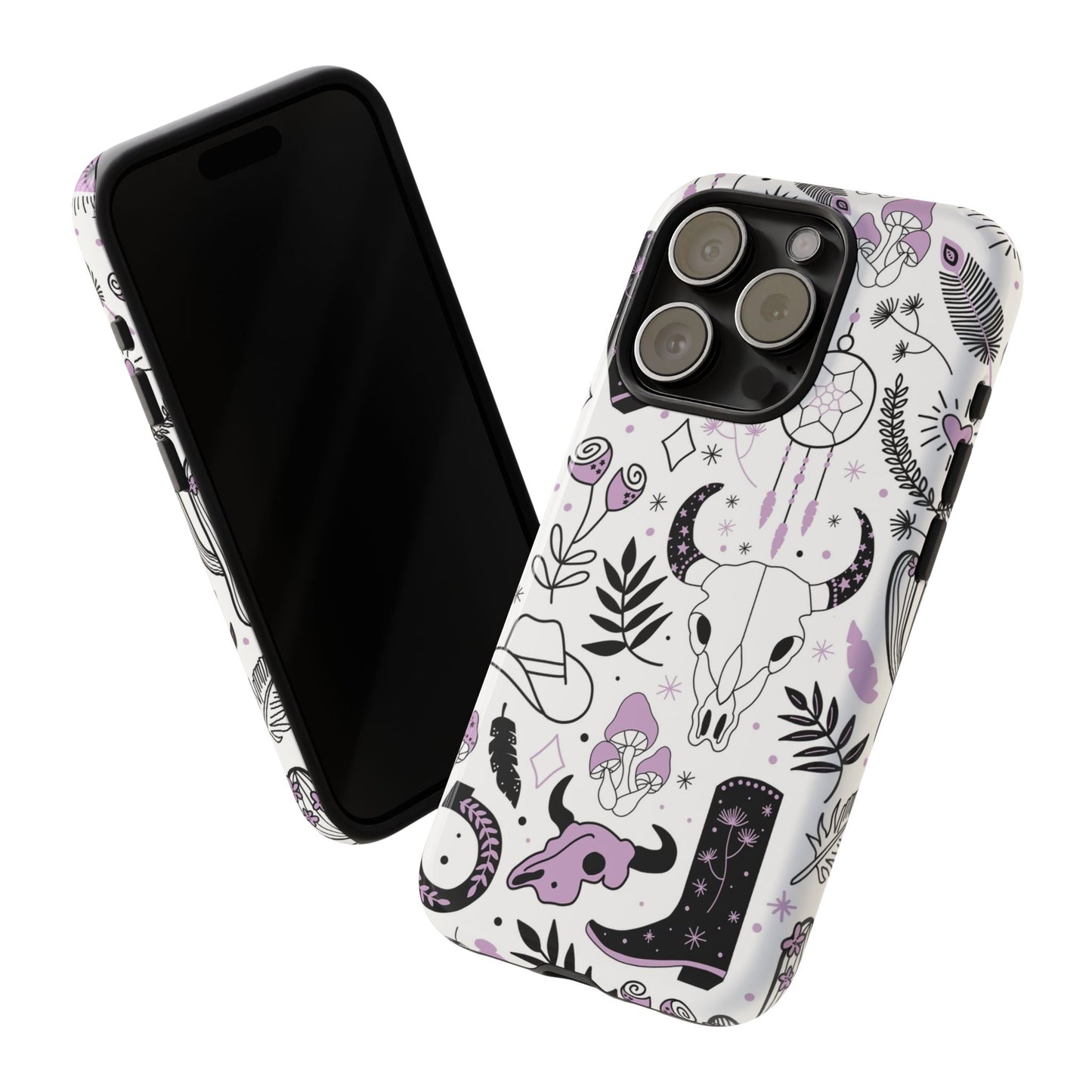 Purple and Black Western Protective Drop Proof Case Iphone, Samsung and Google phones