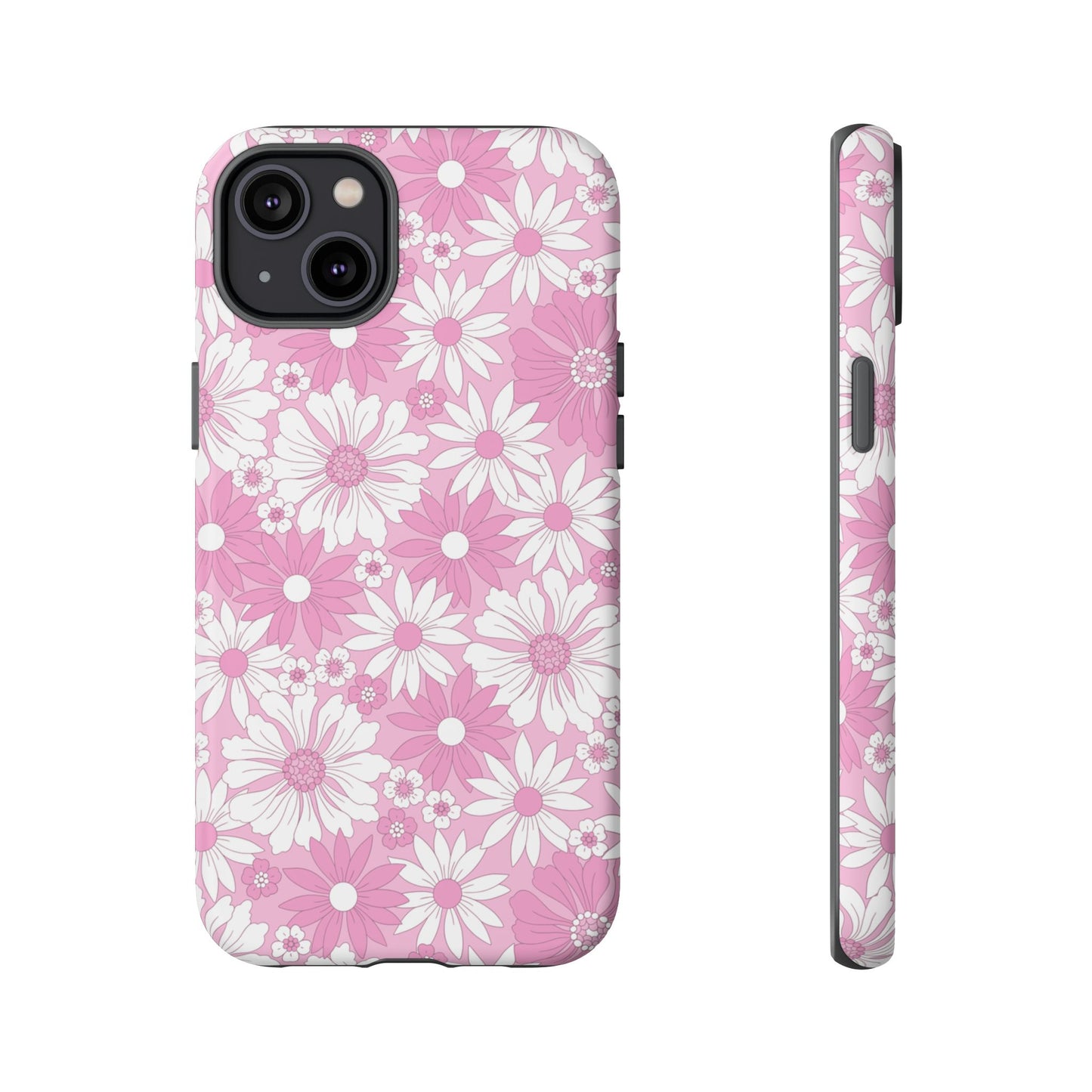 Pink and White Flowers Protective Phone Case