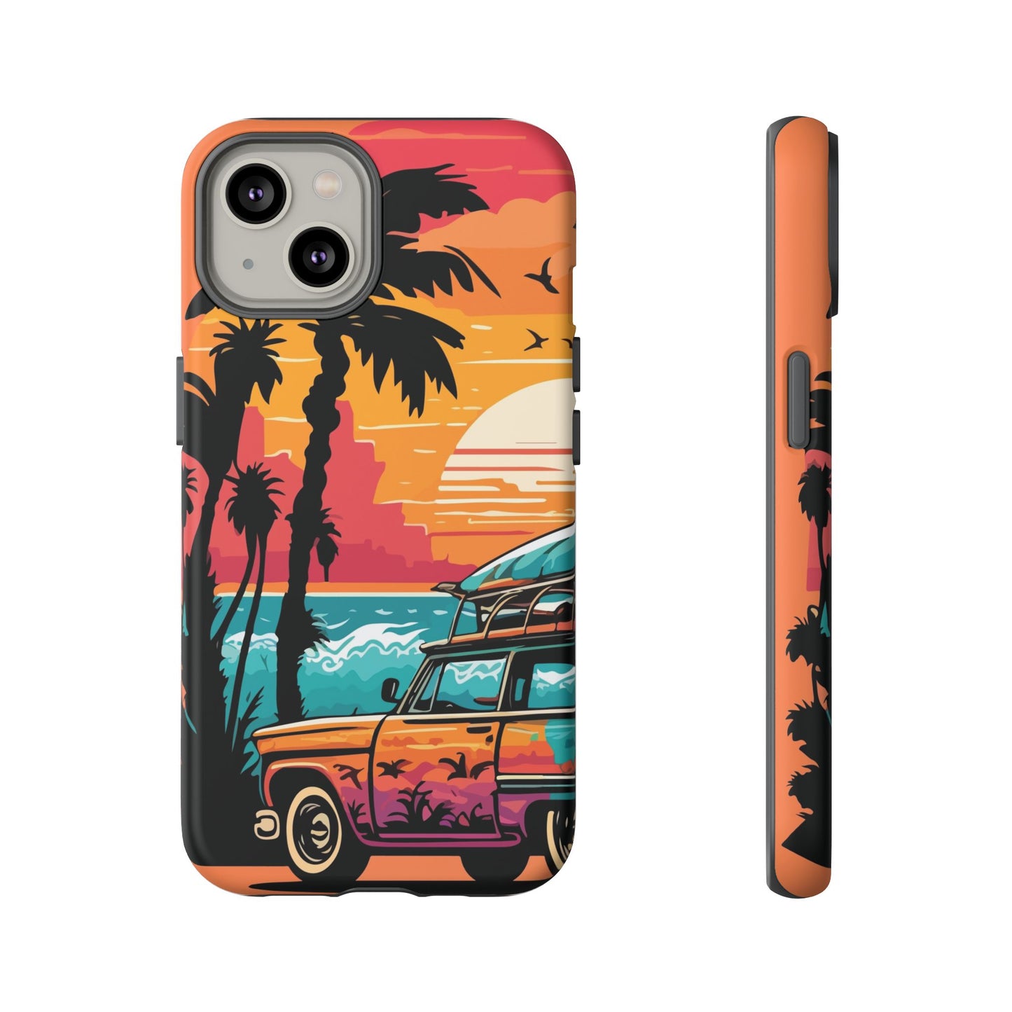 Summer Retro Sunset Protective Phone Case