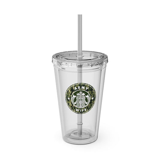 Army Wife Tumbler with Straw, 16oz