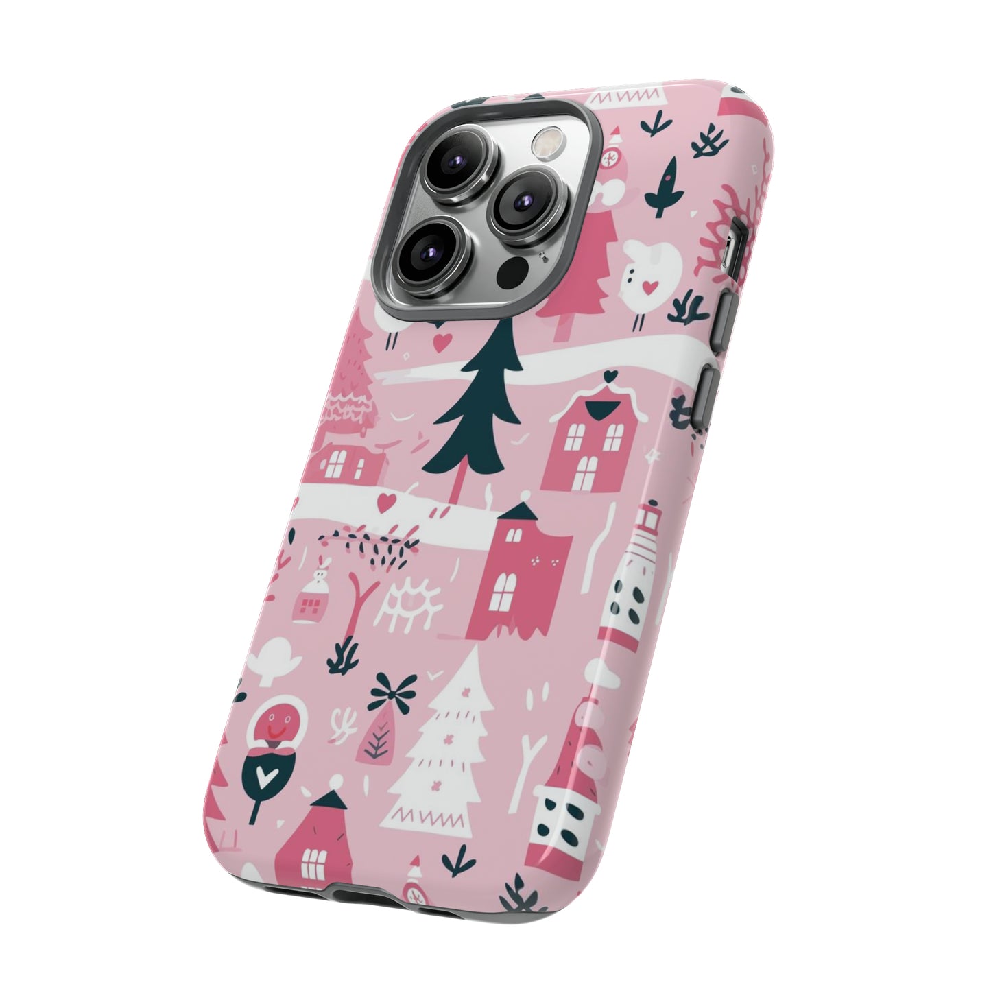 Pink Christmas Design Protective Case for Iphone, Samsung and Google Phones