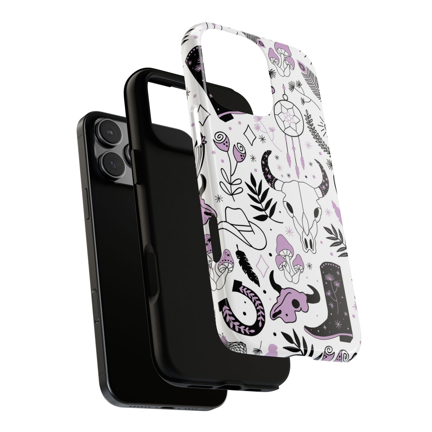 Purple and Black Western Protective Drop Proof Case Iphone, Samsung and Google phones