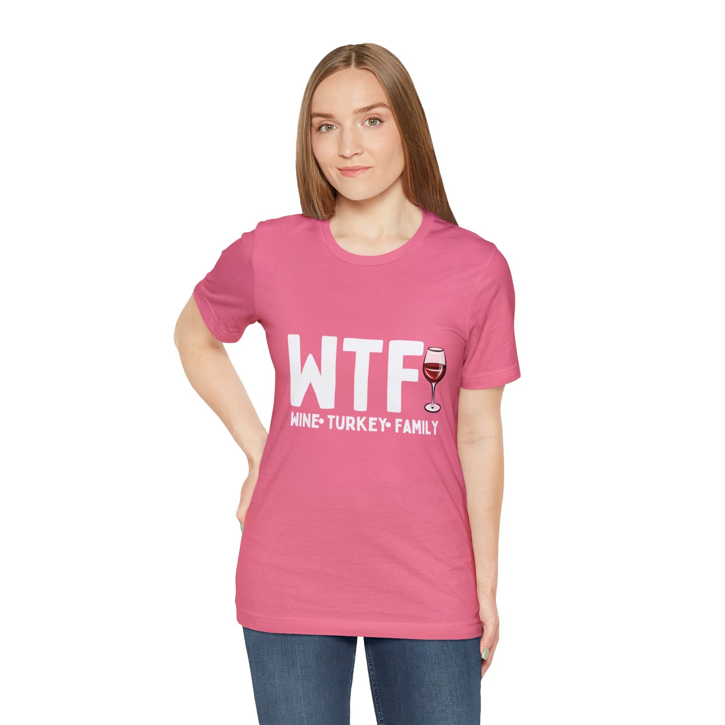 WTF Wine Turkey Family Unisex Jersey Short Sleeve Tee