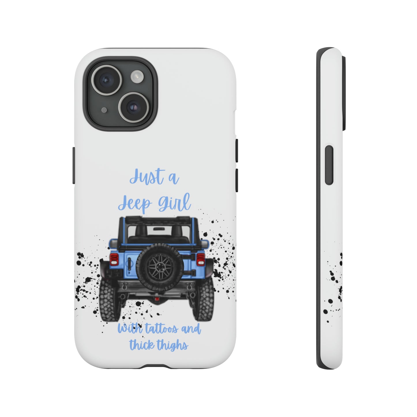 Off Road Girl with Tattoos and Thick Thighs Blue Protective Phone Case