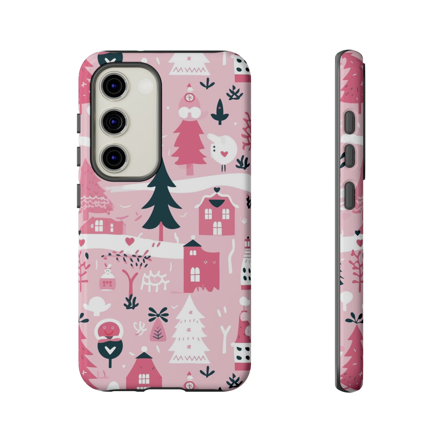 Pink Christmas Design Protective Case for Iphone, Samsung and Google Phones