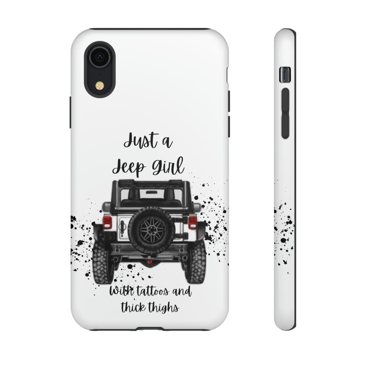 Off Road Girl with Tattoos and Thick Thighs Black Protective Phone Case