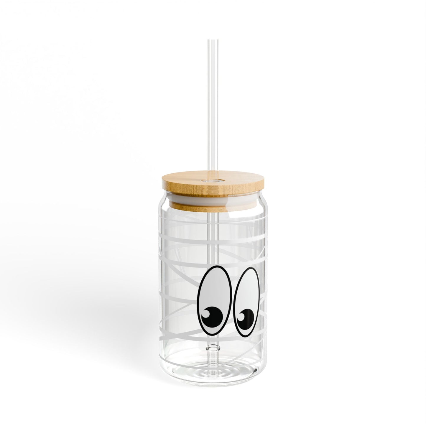 Mummy 16oz Glass Can with Lid and Straw