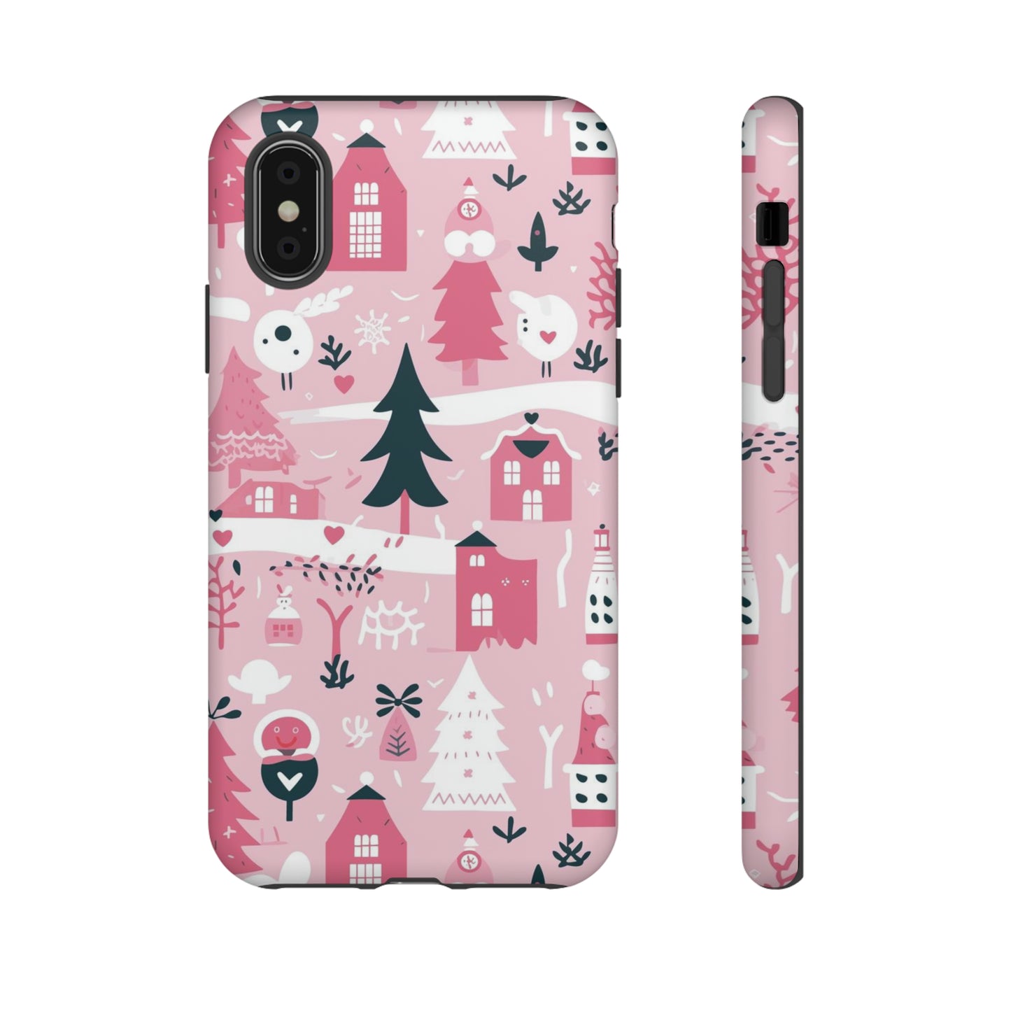 Pink Christmas Design Protective Case for Iphone, Samsung and Google Phones