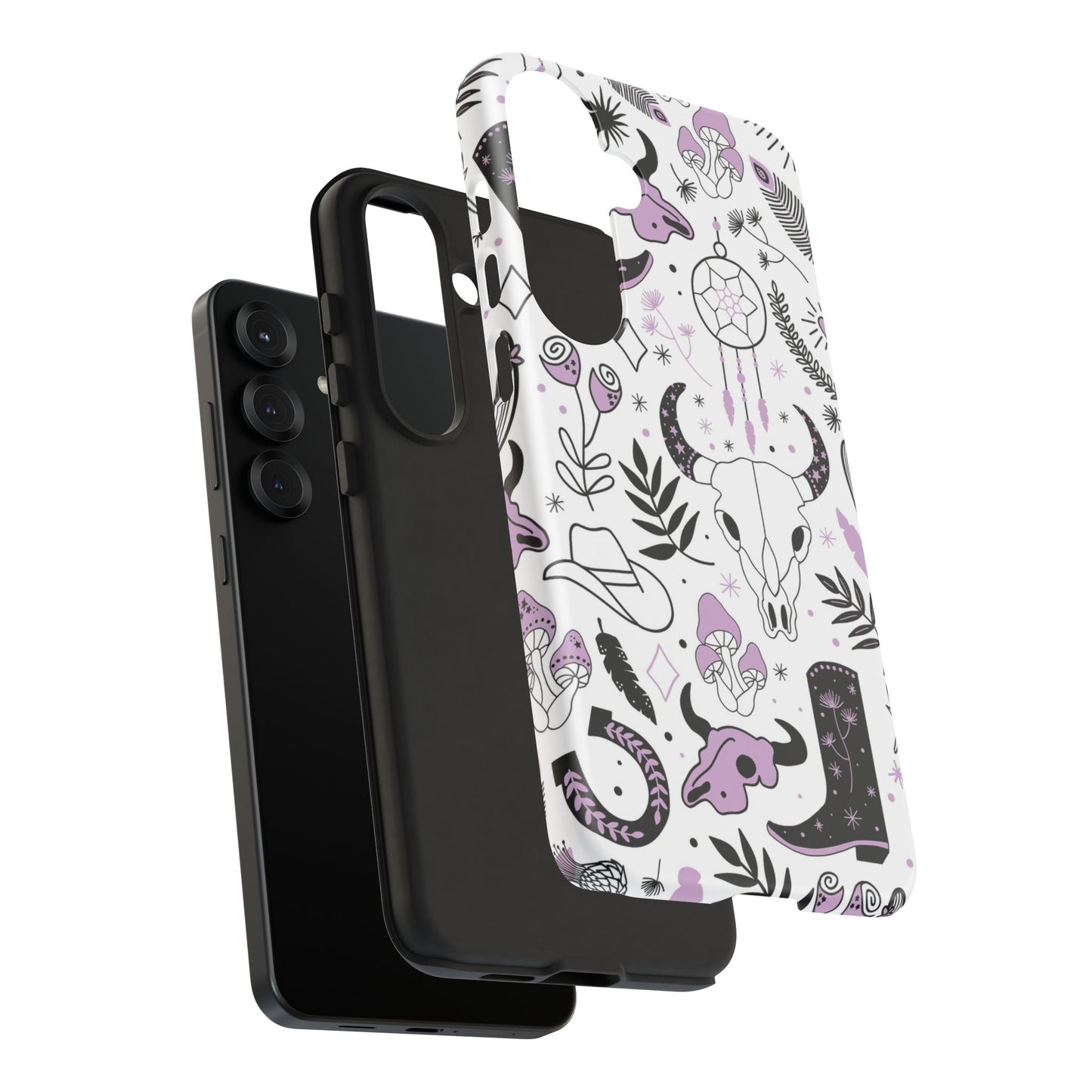 Purple and Black Western Protective Drop Proof Case Iphone, Samsung and Google phones
