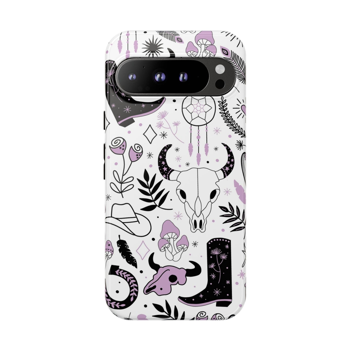 Purple and Black Western Protective Drop Proof Case Iphone, Samsung and Google phones
