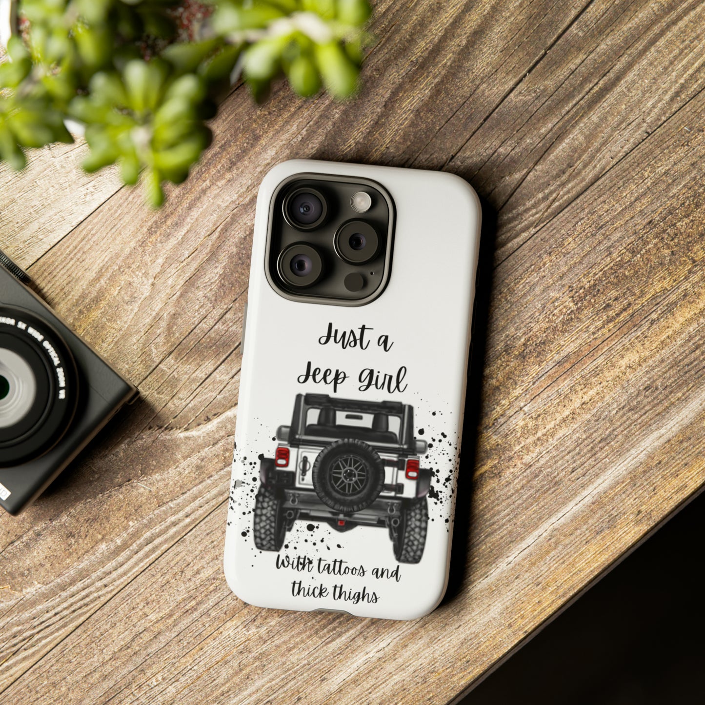 Off Road Girl with Tattoos and Thick Thighs Black Protective Phone Case