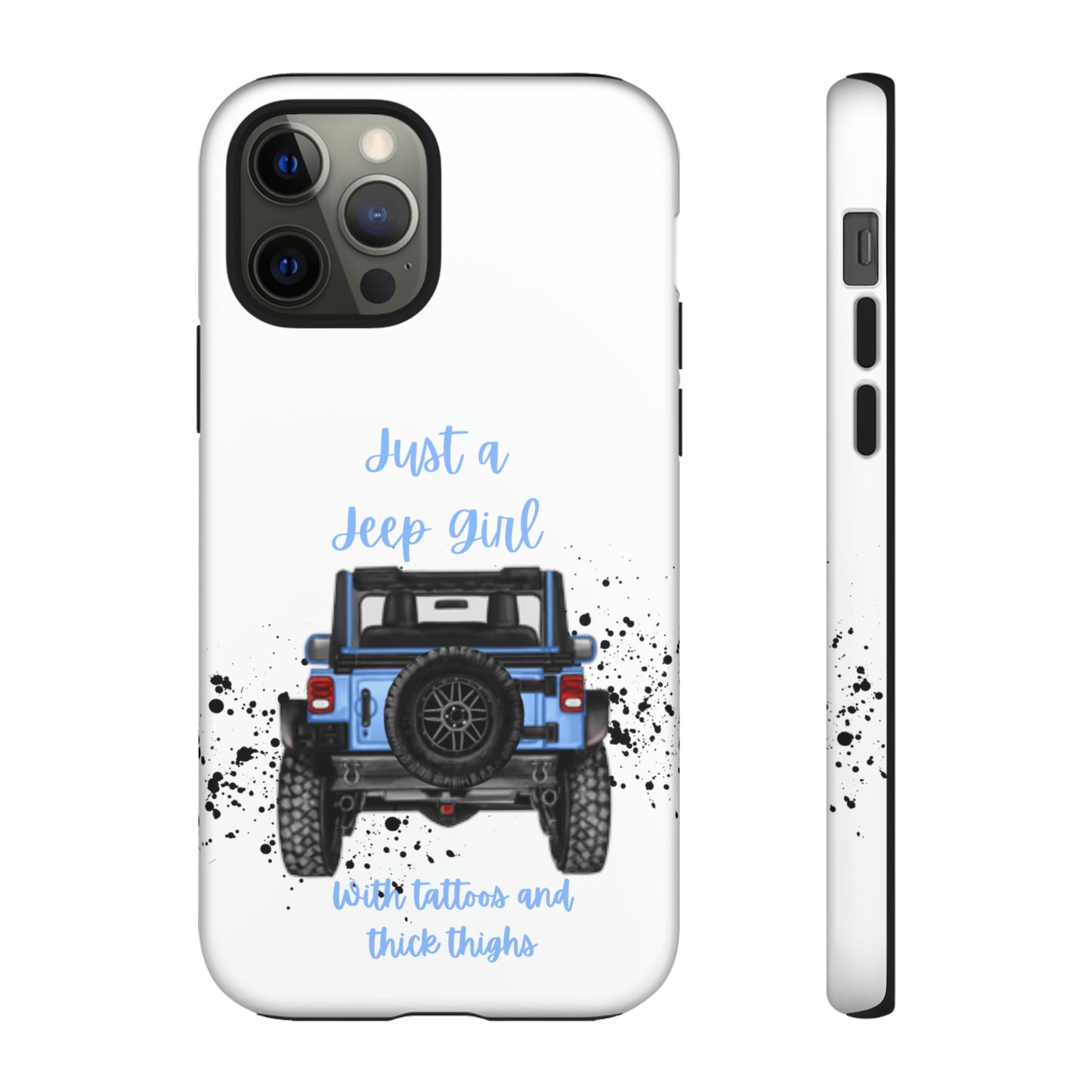 Off Road Girl with Tattoos and Thick Thighs Blue Protective Phone Case