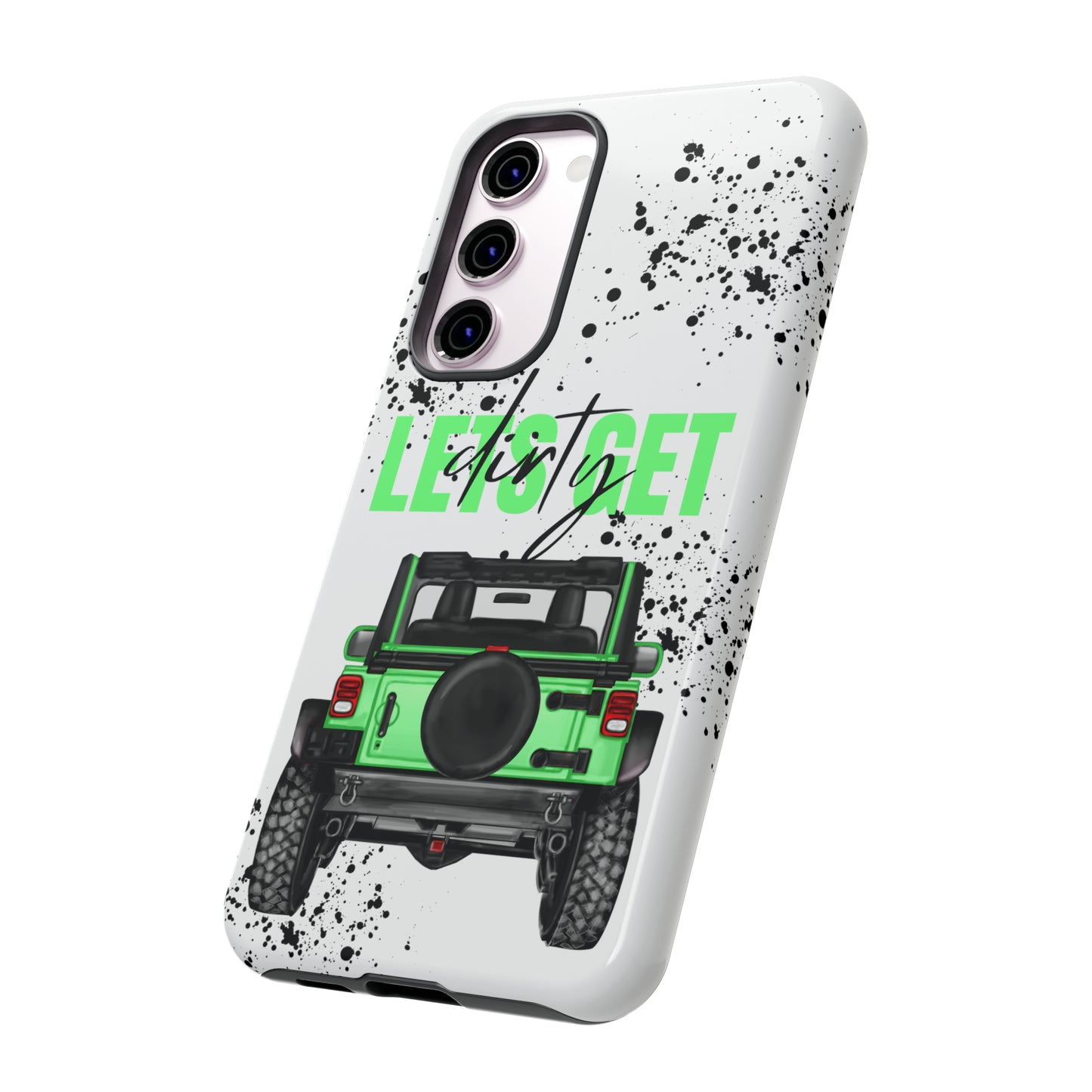 Lets Get Dirty Off Road Green Splatter Protective Phone Case