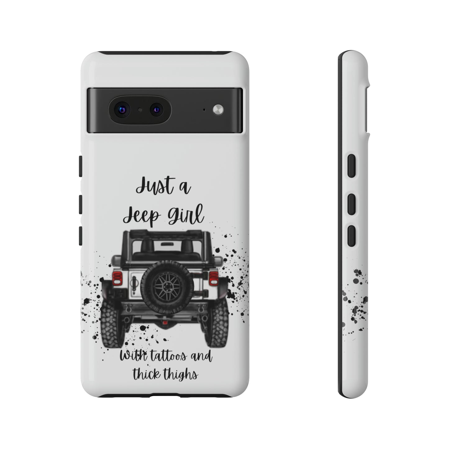 Off Road Girl with Tattoos and Thick Thighs Black Protective Phone Case