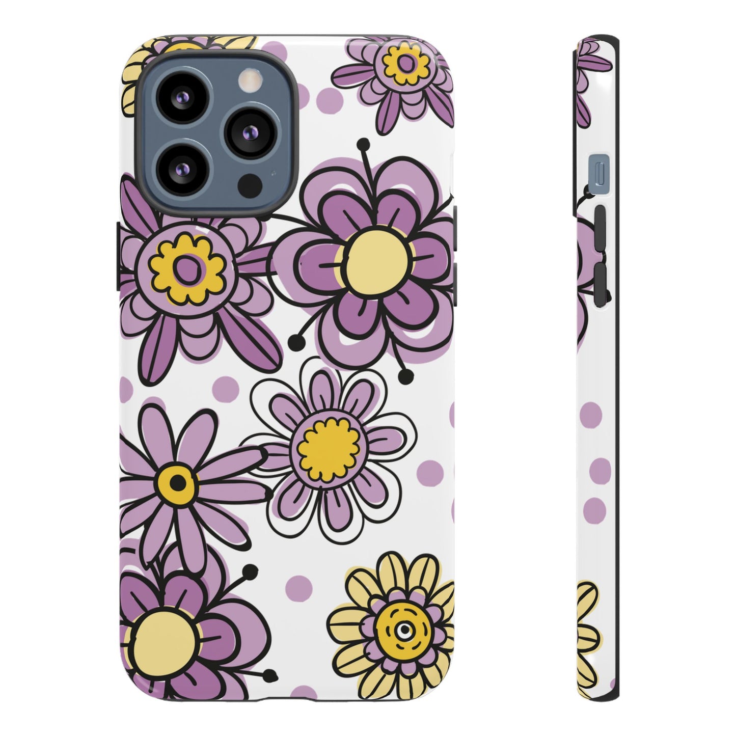 Purple Flowers Protective Phone Case