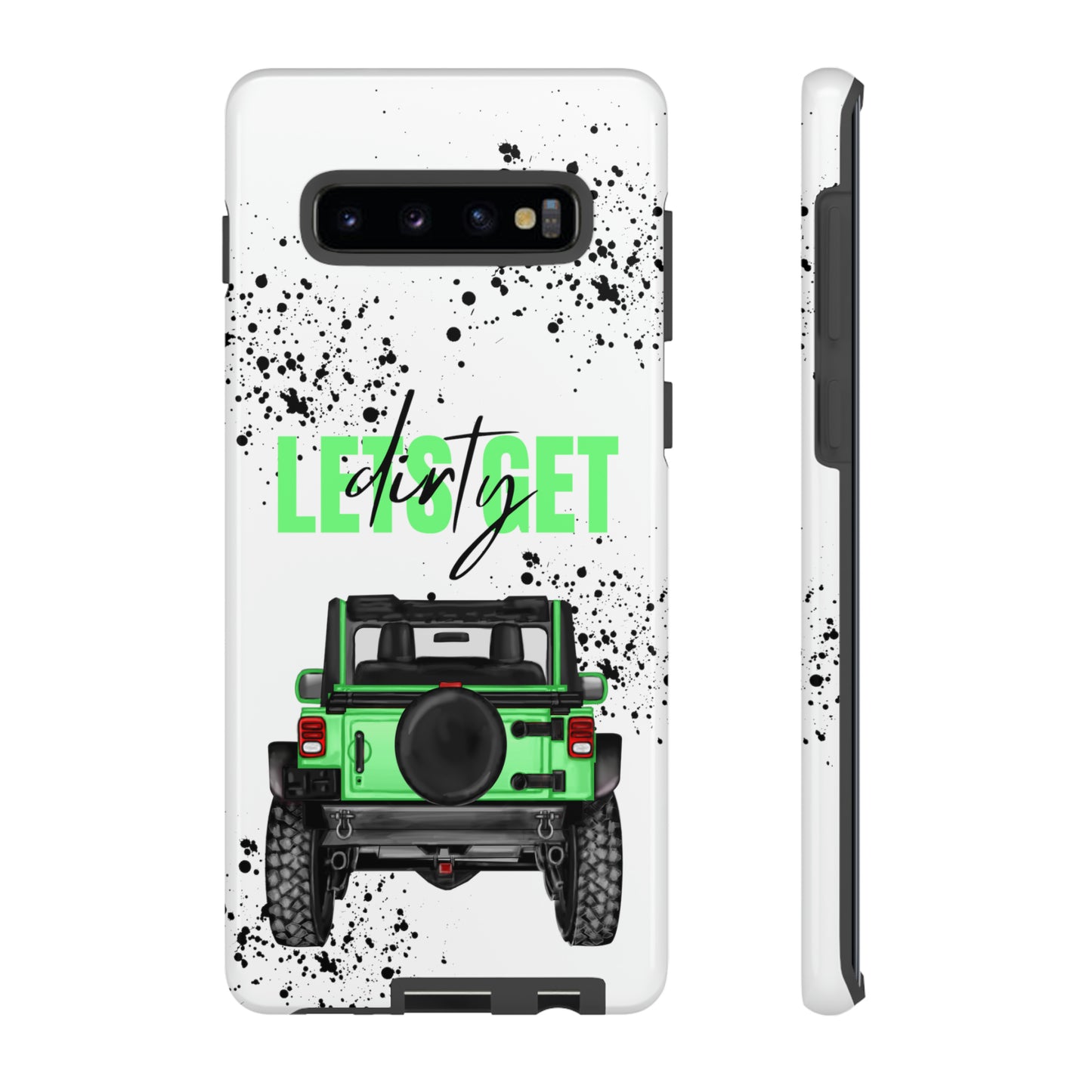 Lets Get Dirty Off Road Green Splatter Protective Phone Case