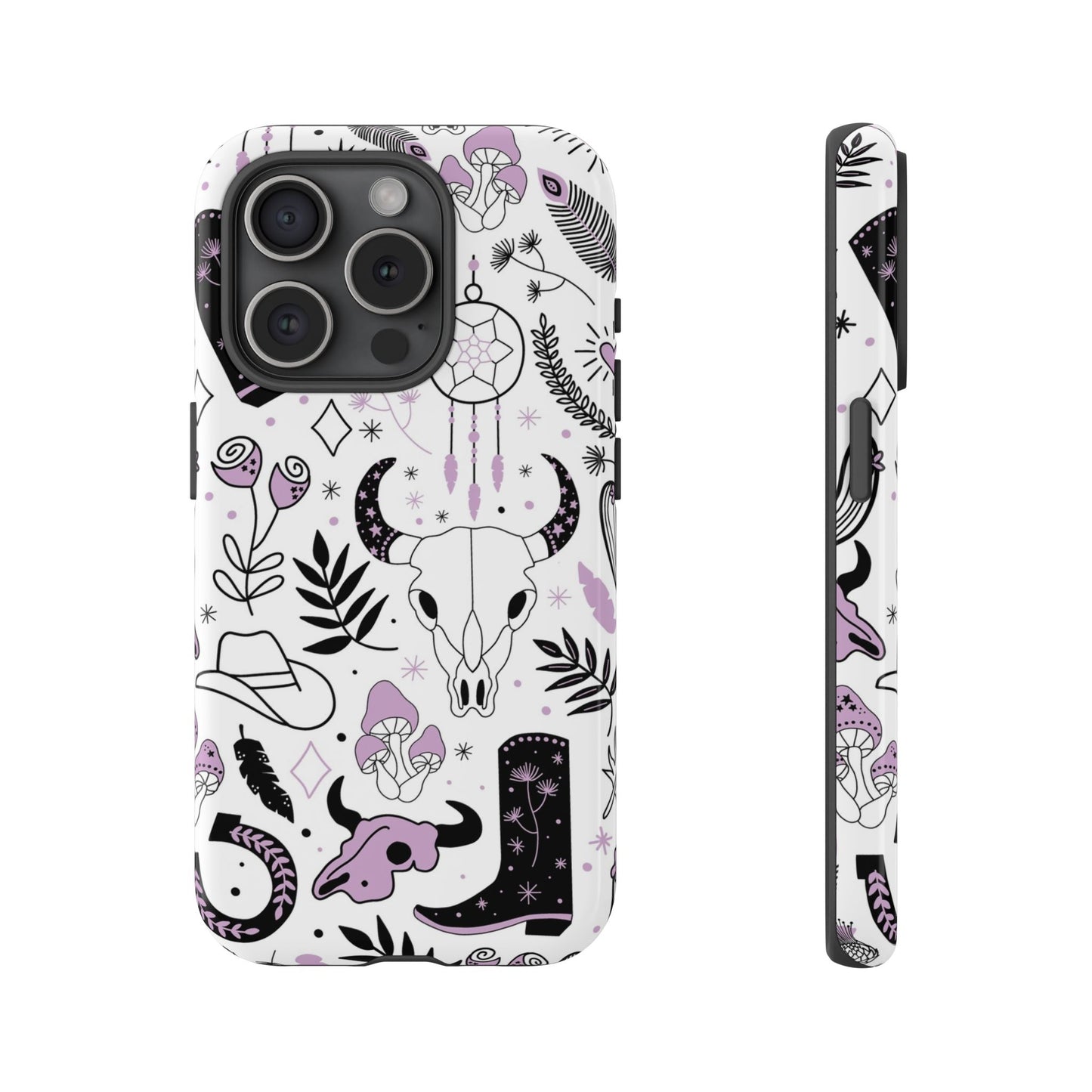 Purple and Black Western Protective Drop Proof Case Iphone, Samsung and Google phones