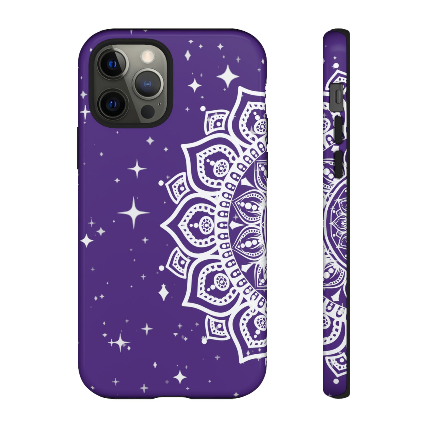 Purple mandala protective phone case for iPhone, Samsung and Google