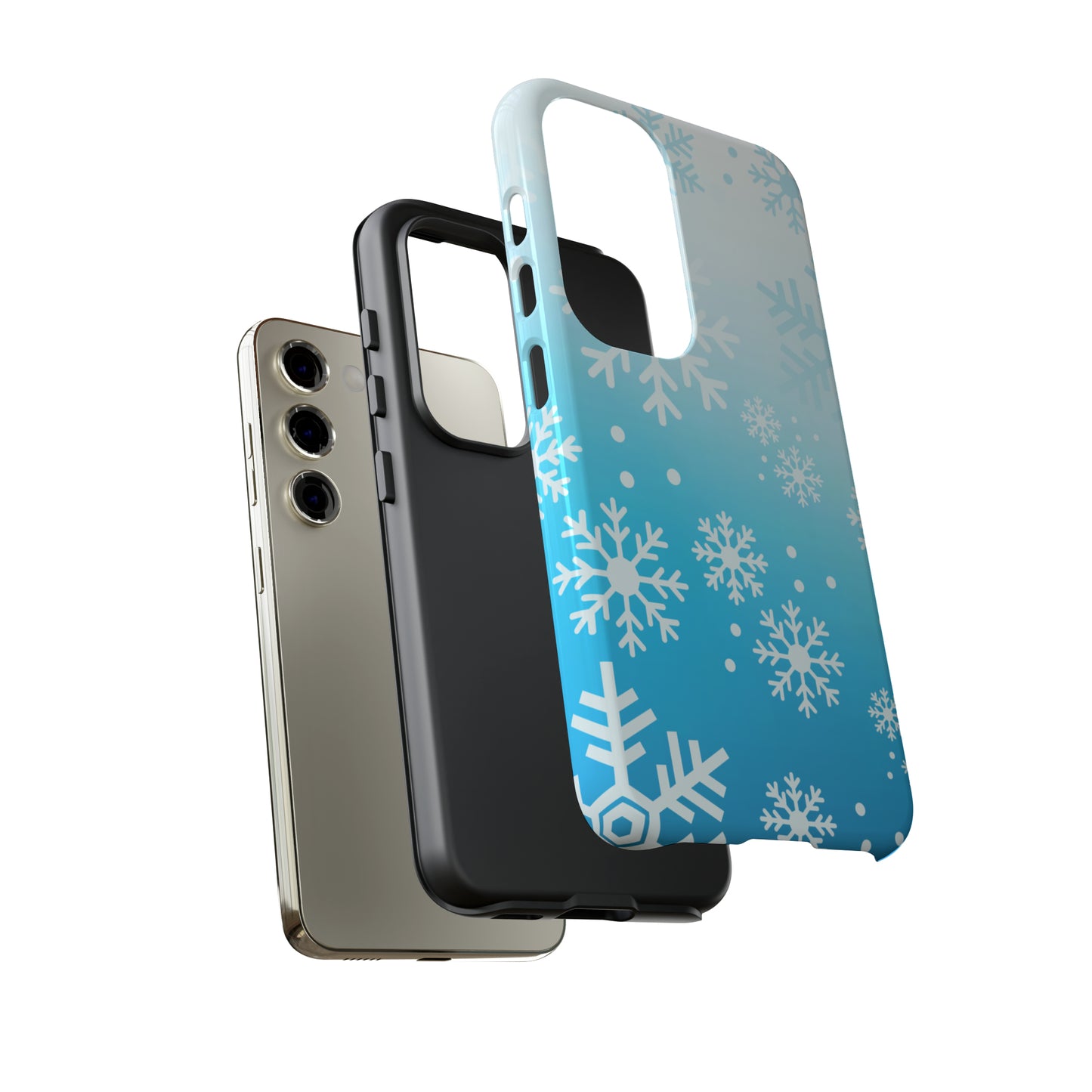 Winter, frozen, snowflake ombré protective phone case for Google, Samsung and IPhone