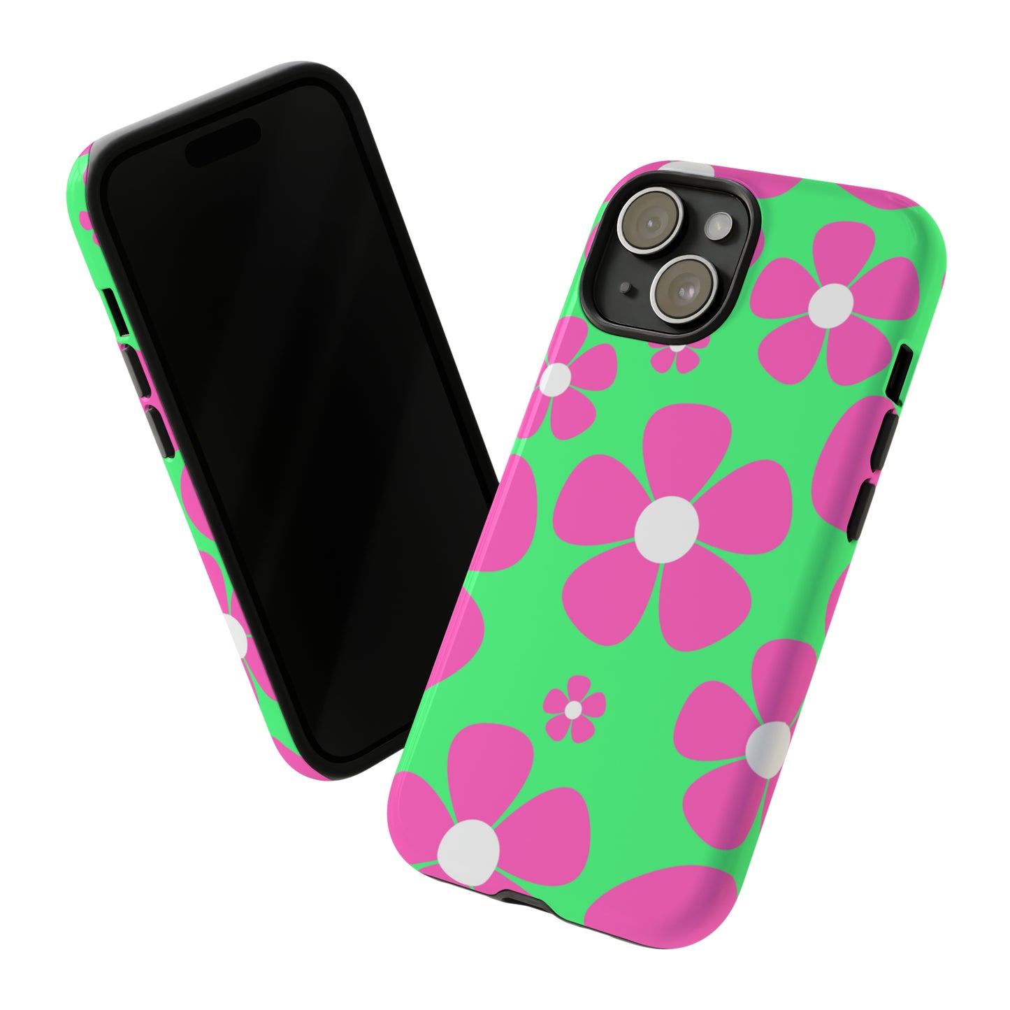 Green with pink flowers protective case