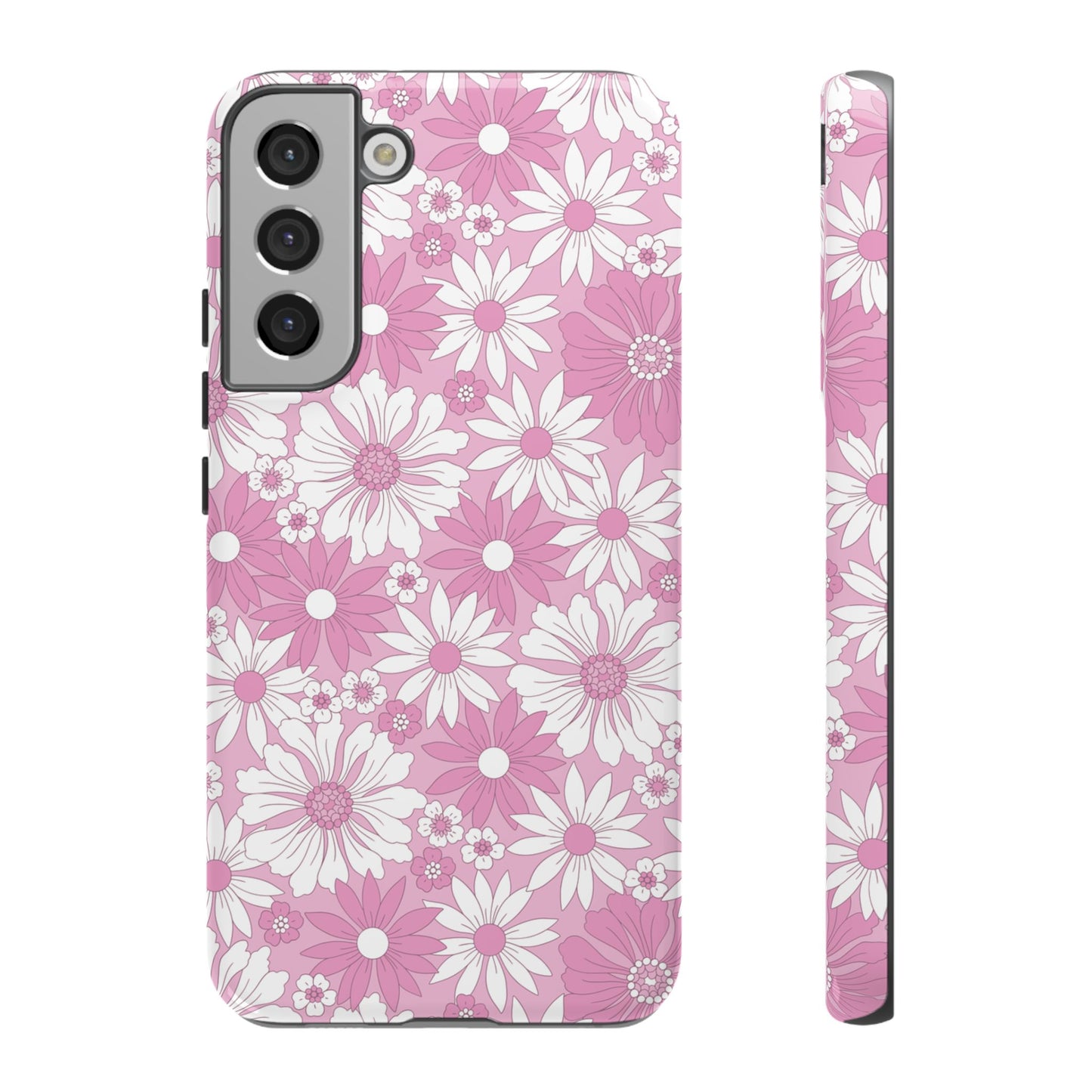 Pink and White Flowers Protective Phone Case