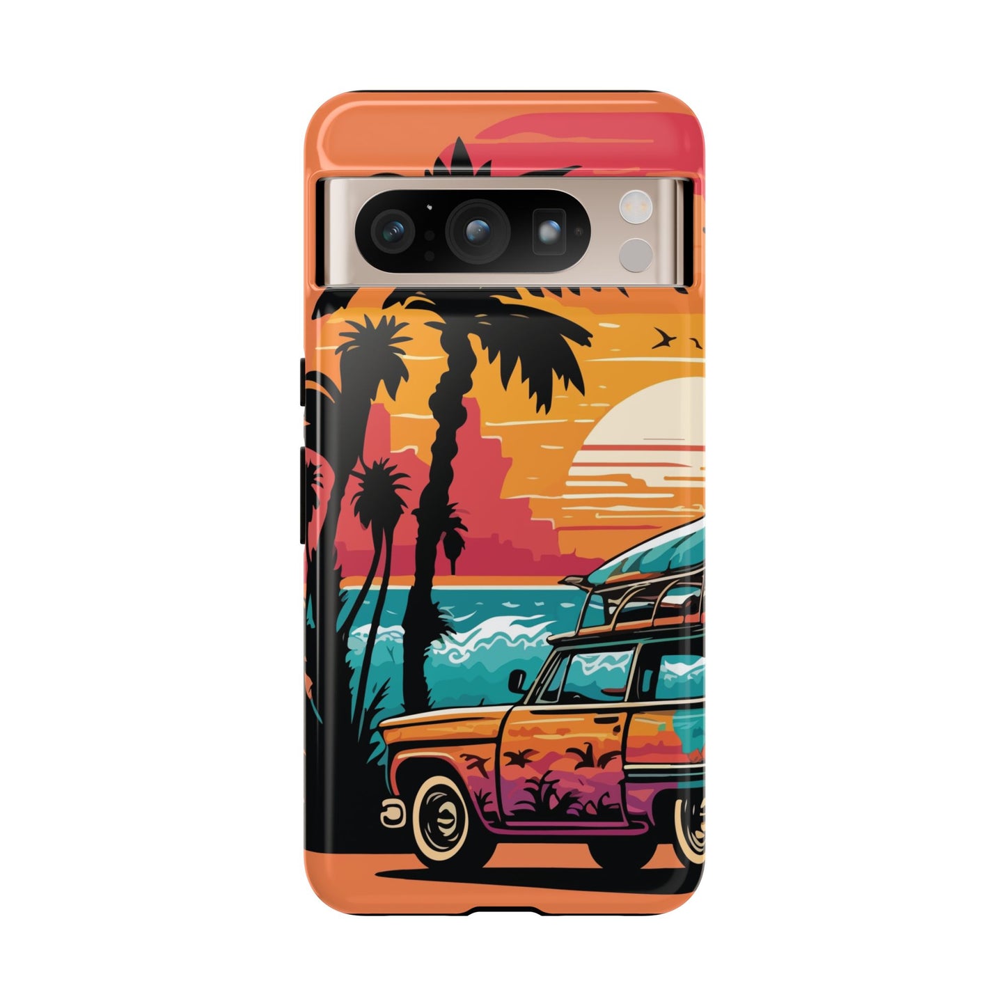 Summer Retro Sunset Protective Phone Case