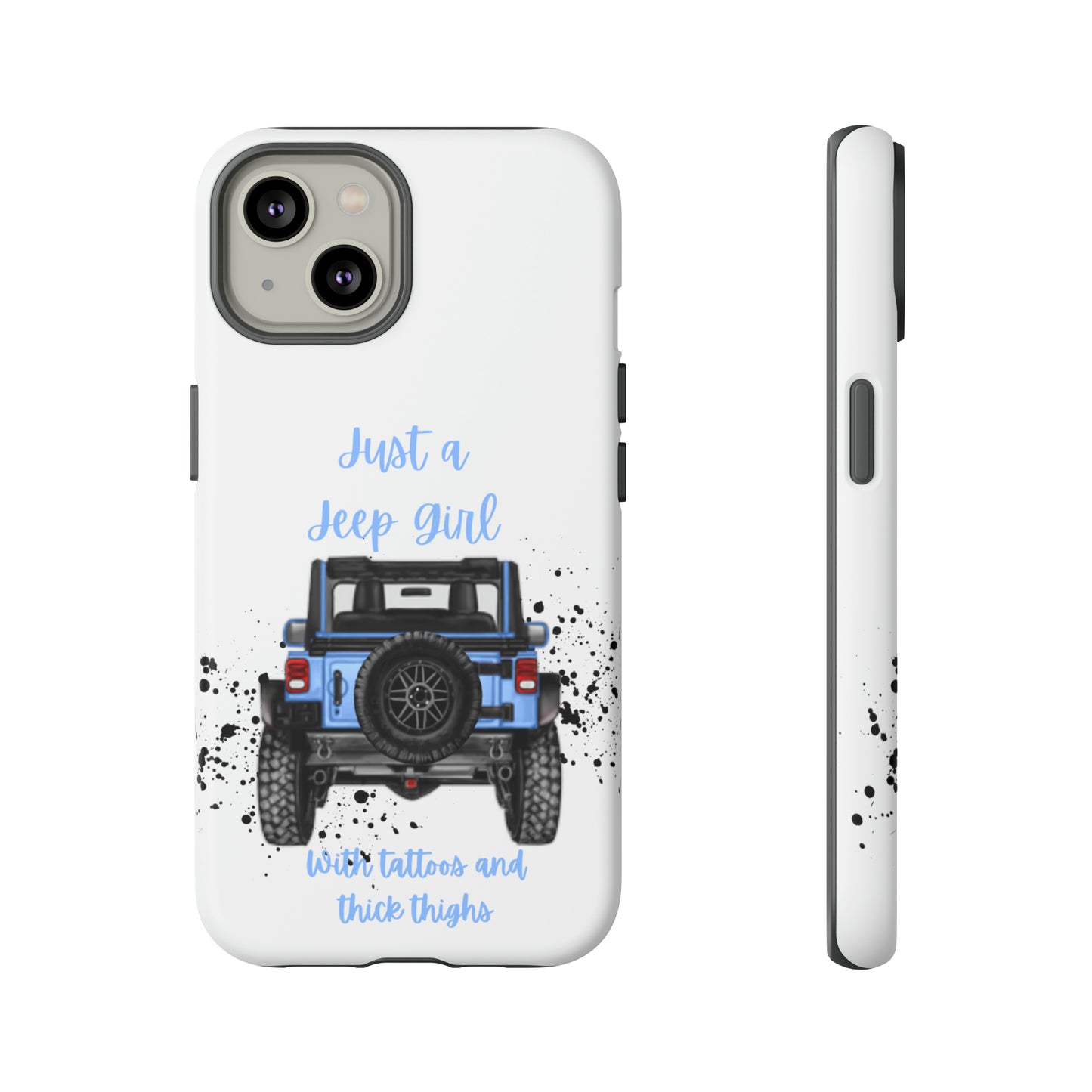 Off Road Girl with Tattoos and Thick Thighs Blue Protective Phone Case