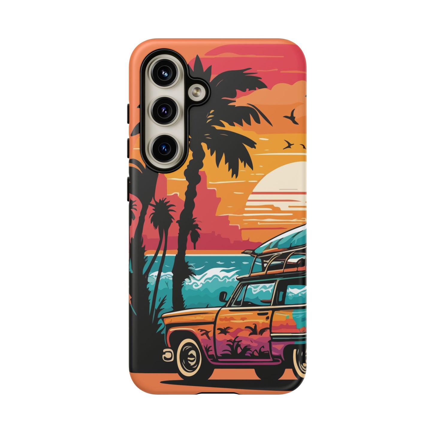 Summer Retro Sunset Protective Phone Case