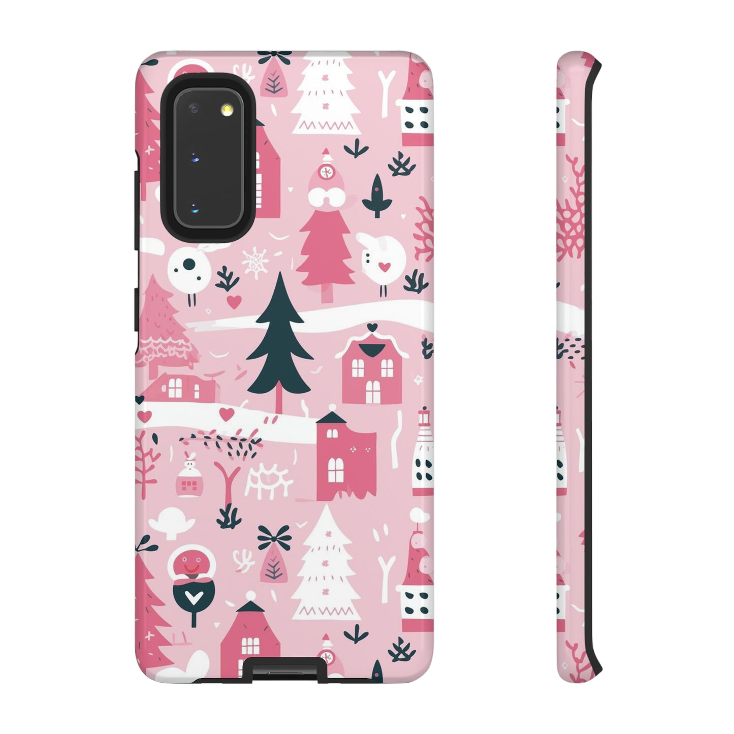 Pink Christmas Design Protective Case for Iphone, Samsung and Google Phones