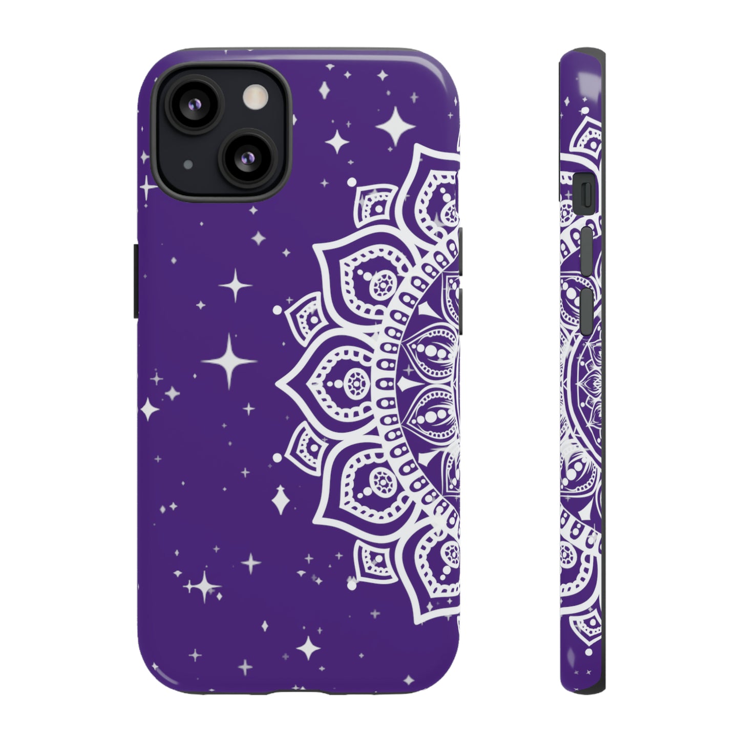 Purple mandala protective phone case for iPhone, Samsung and Google