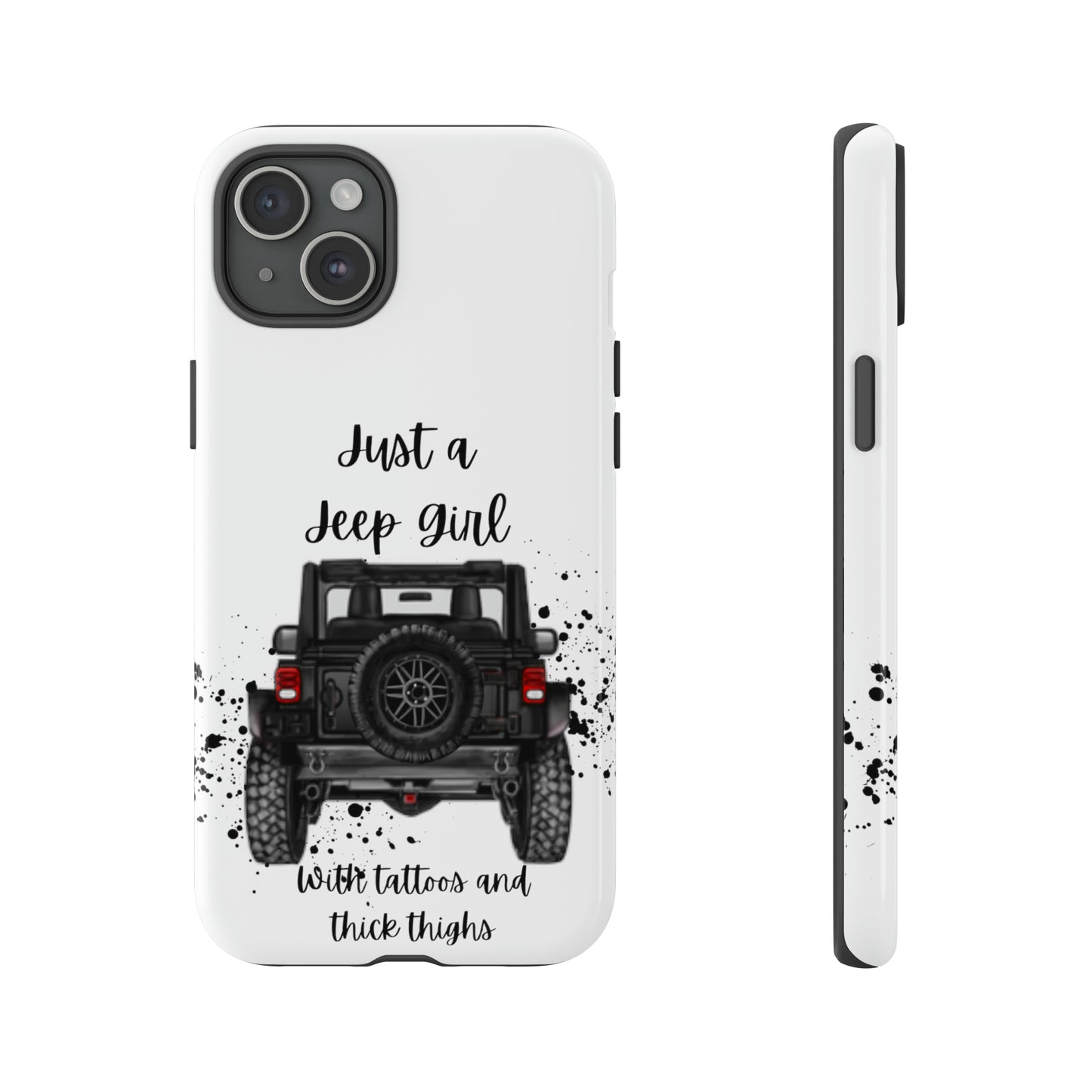 Off Road Girl with Tattoos and Thick Thighs Black Protective Phone Case