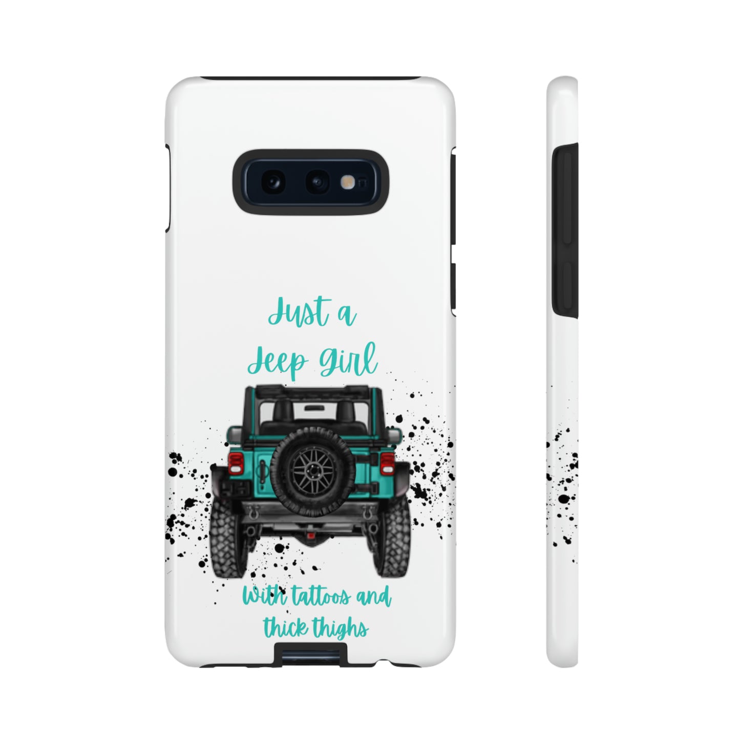 Off Road Girl with Tattoos and Thick Thighs Turquoise Protective Phone Case