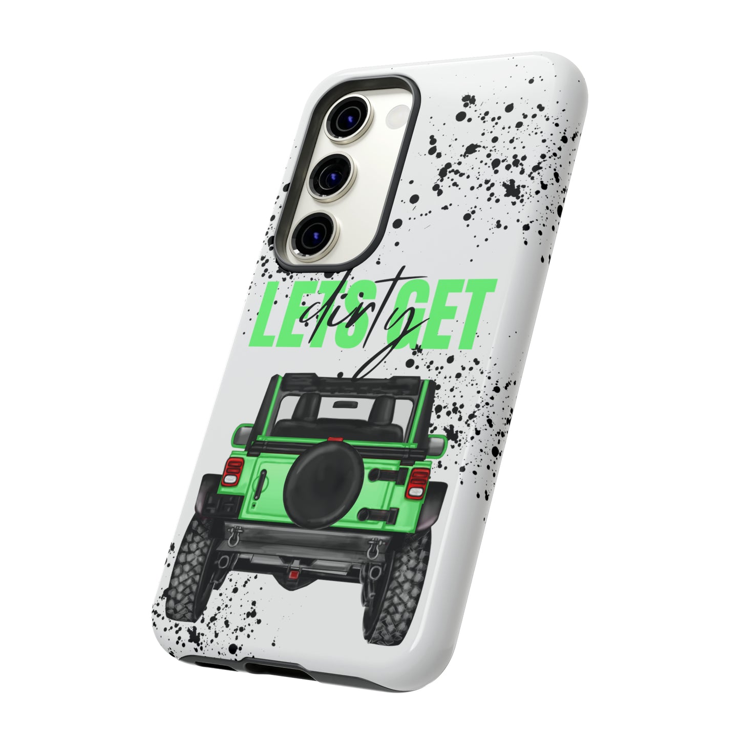 Lets Get Dirty Off Road Green Splatter Protective Phone Case