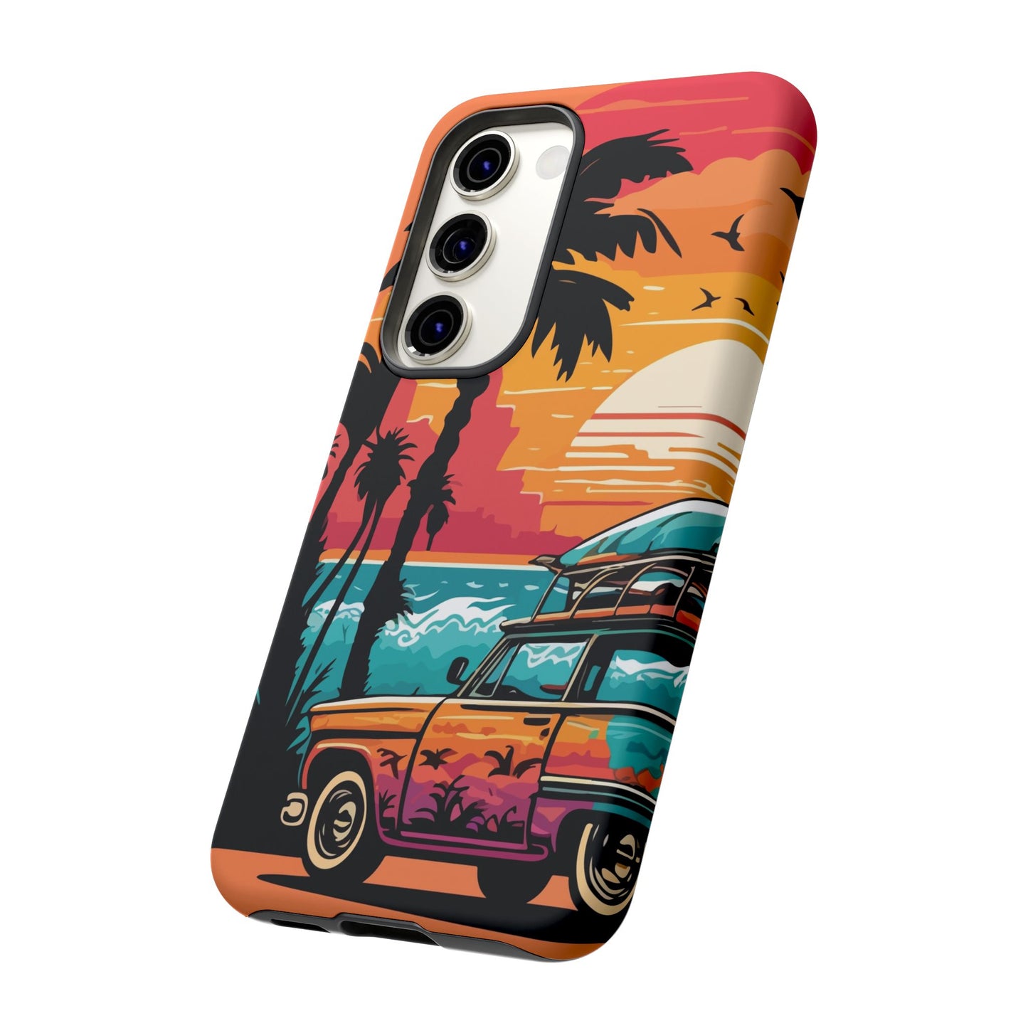 Summer Retro Sunset Protective Phone Case
