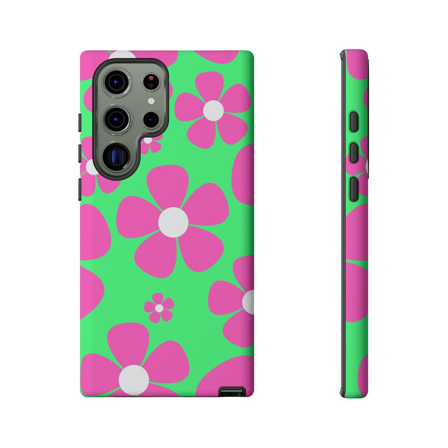 Green with pink flowers protective case