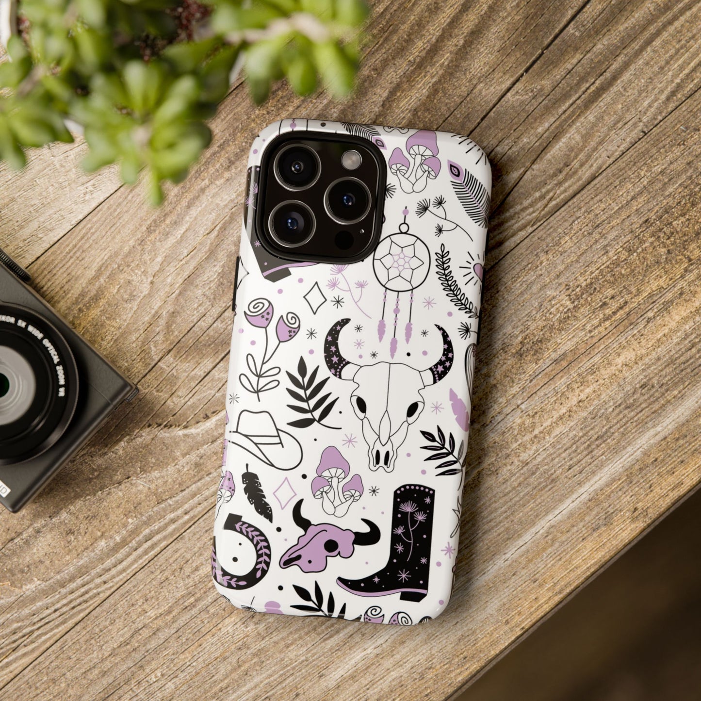 Purple and Black Western Protective Drop Proof Case Iphone, Samsung and Google phones
